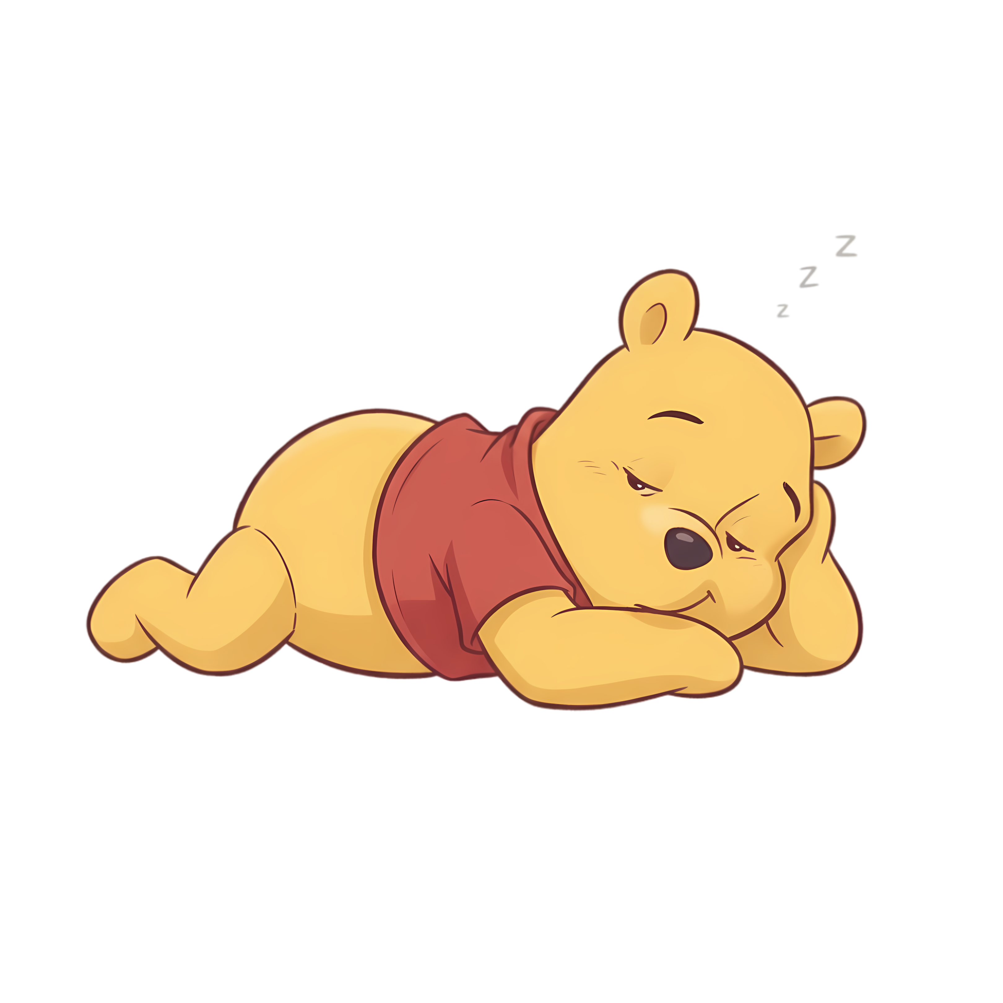 winnie the pooh lying down with sleepy eyes