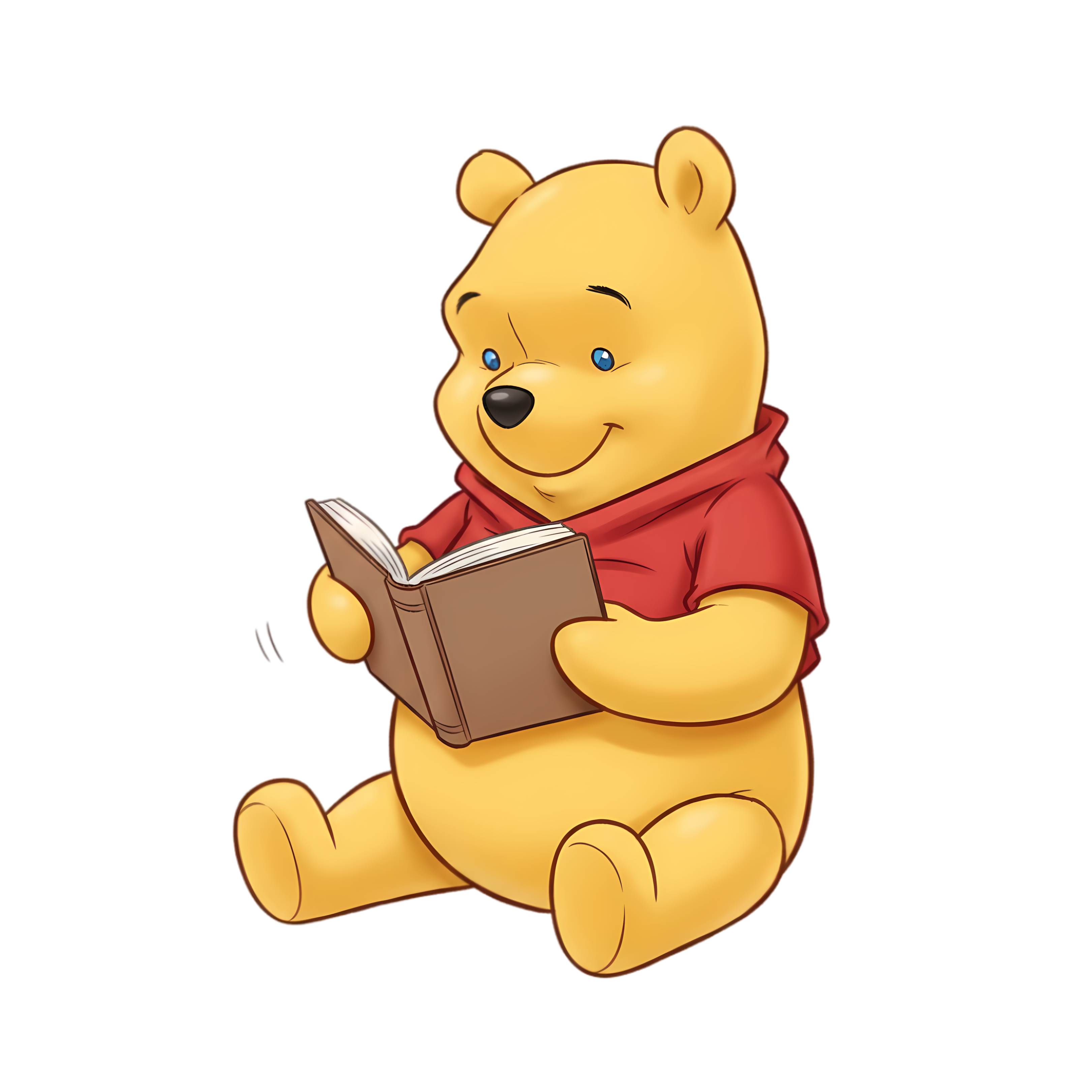 winnie the pooh reading a small book