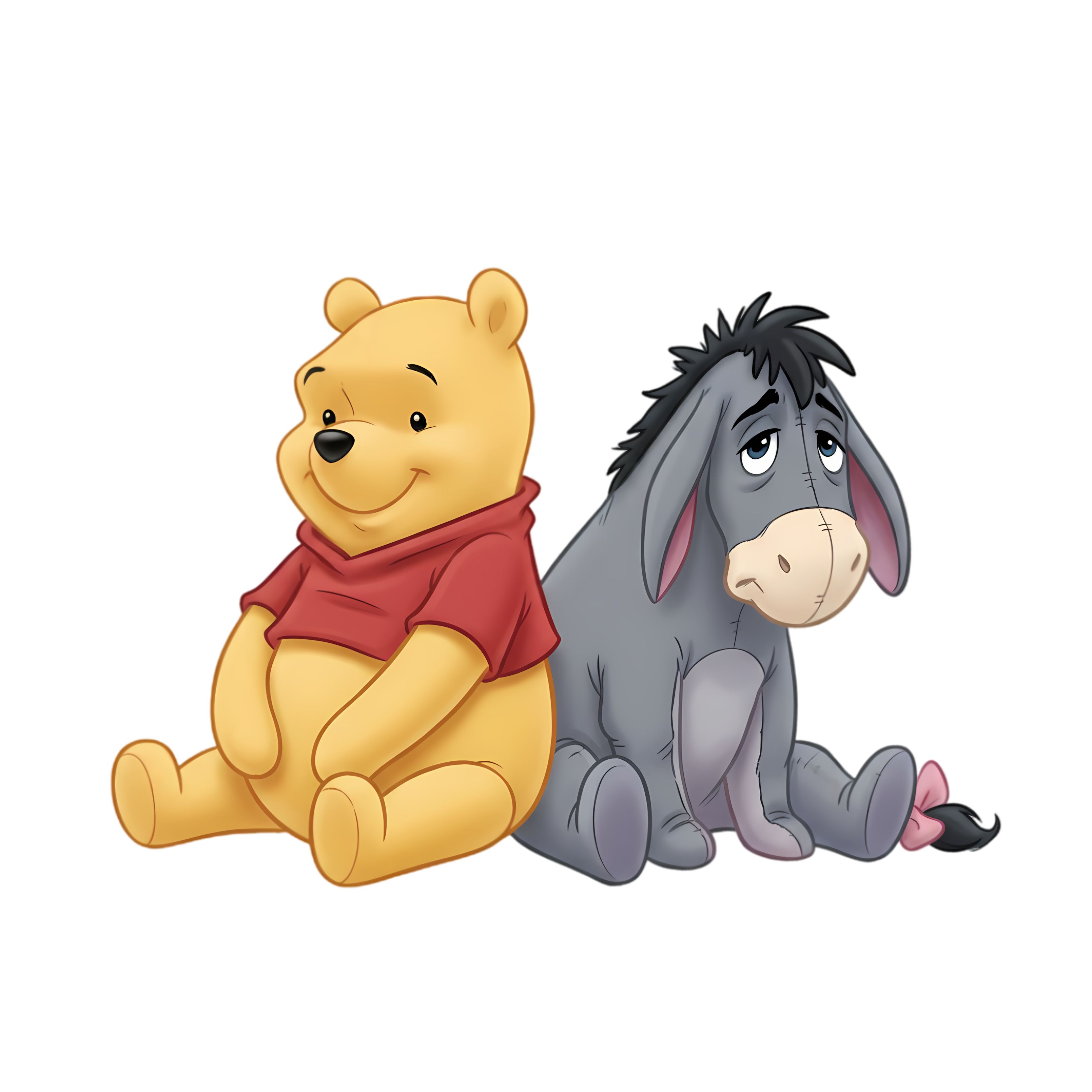 winnie the pooh sitting beside eeyore