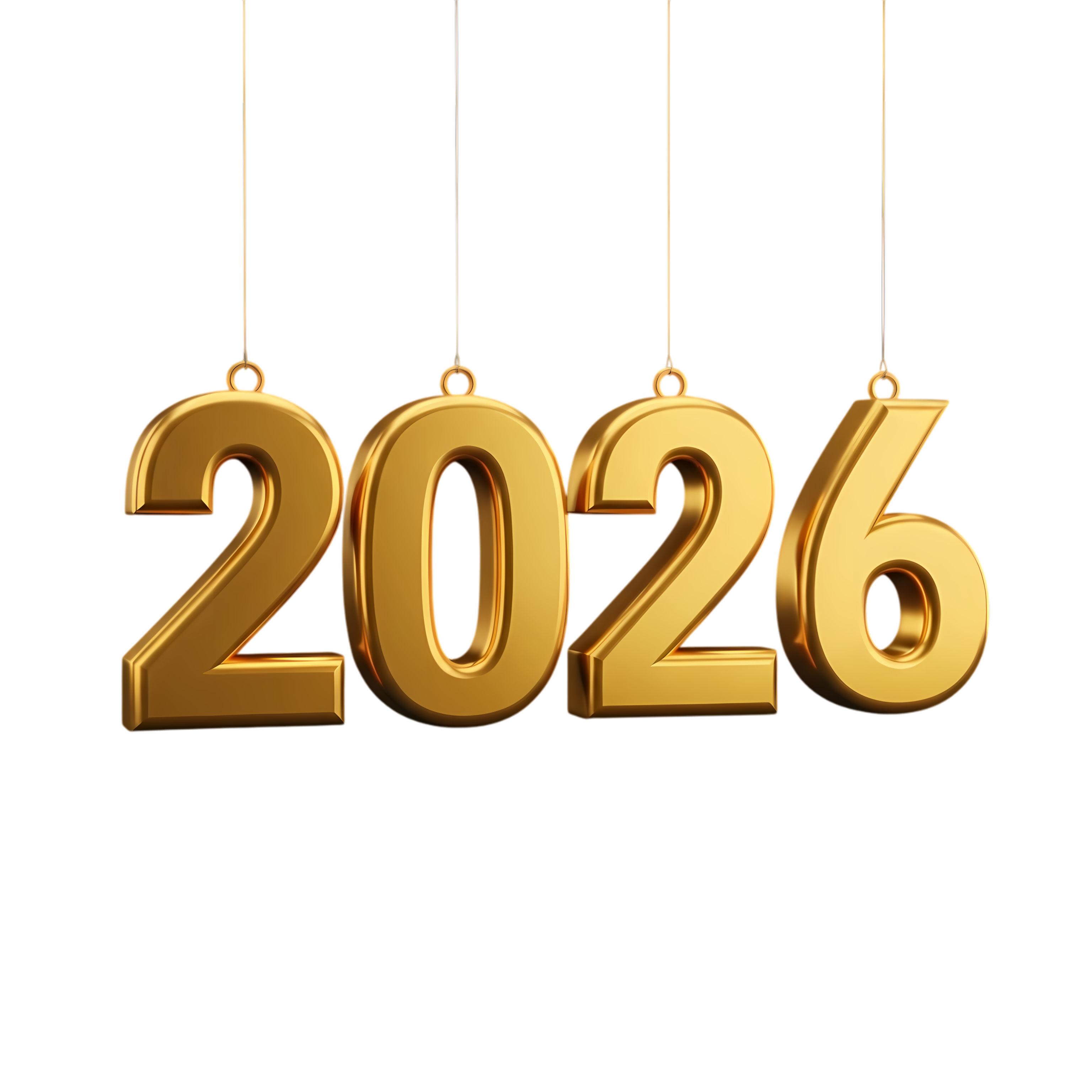 3d hanging golden 2026 new year design