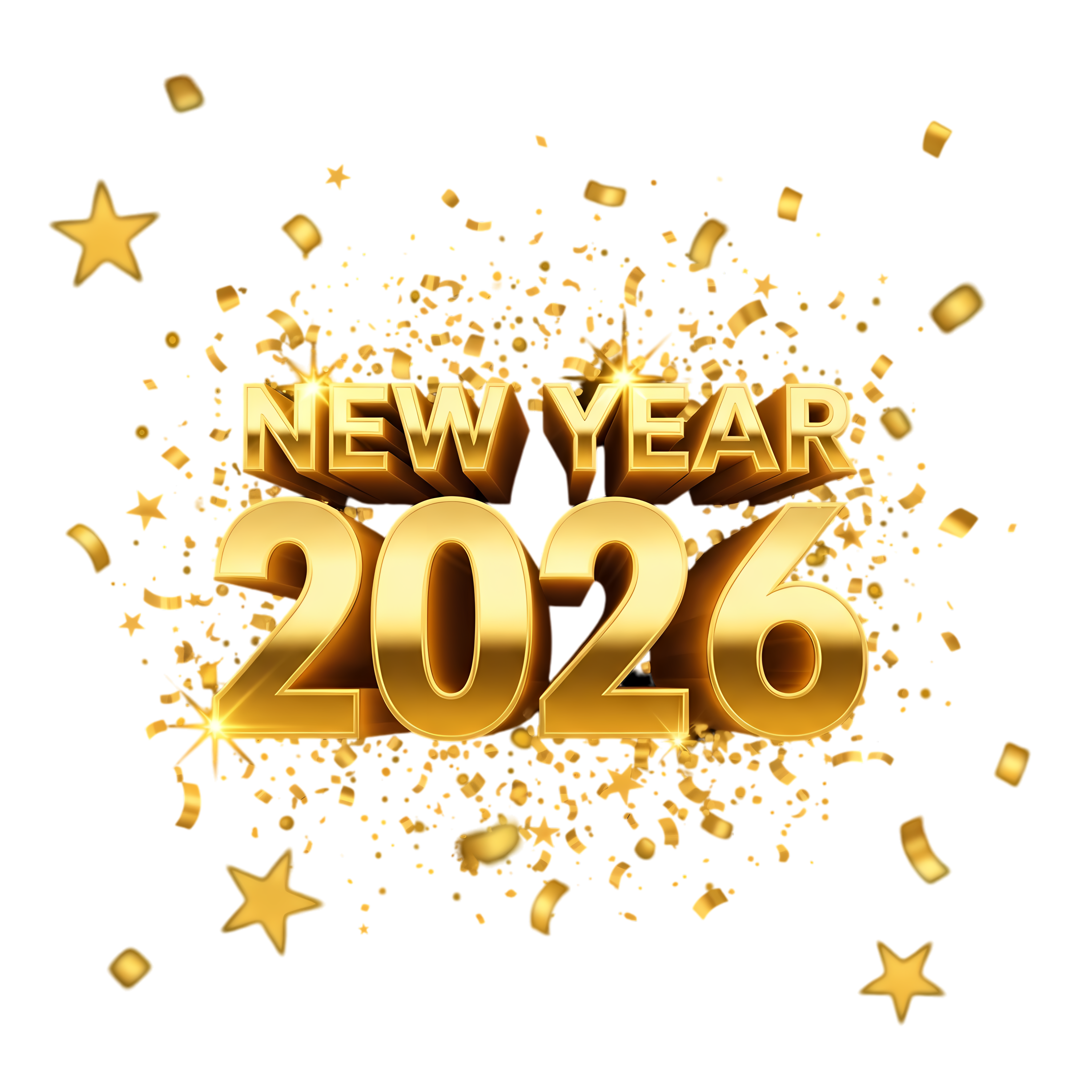 3d luxury gold confetti new year 2026 graphic