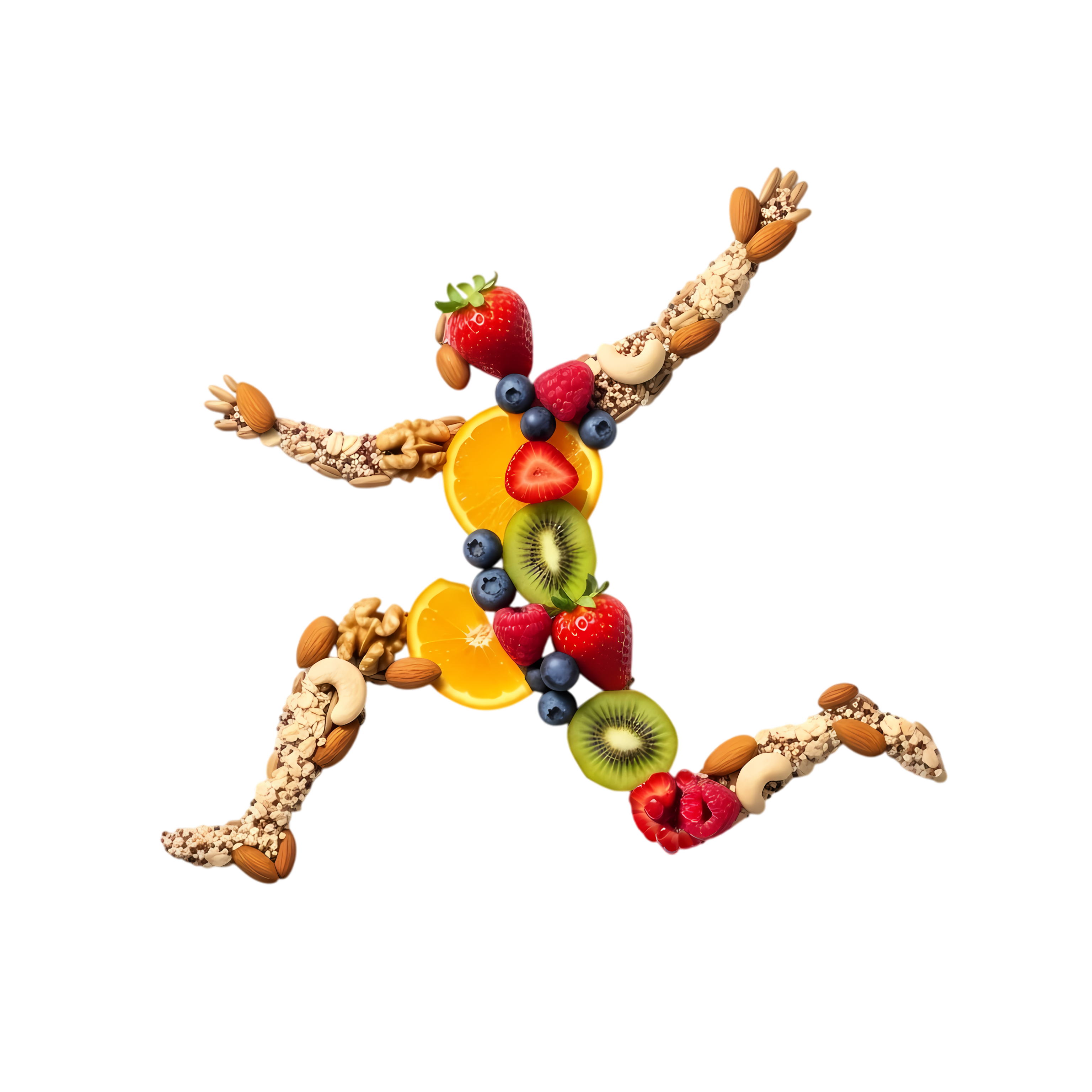 active athlete shape created from healthy foods