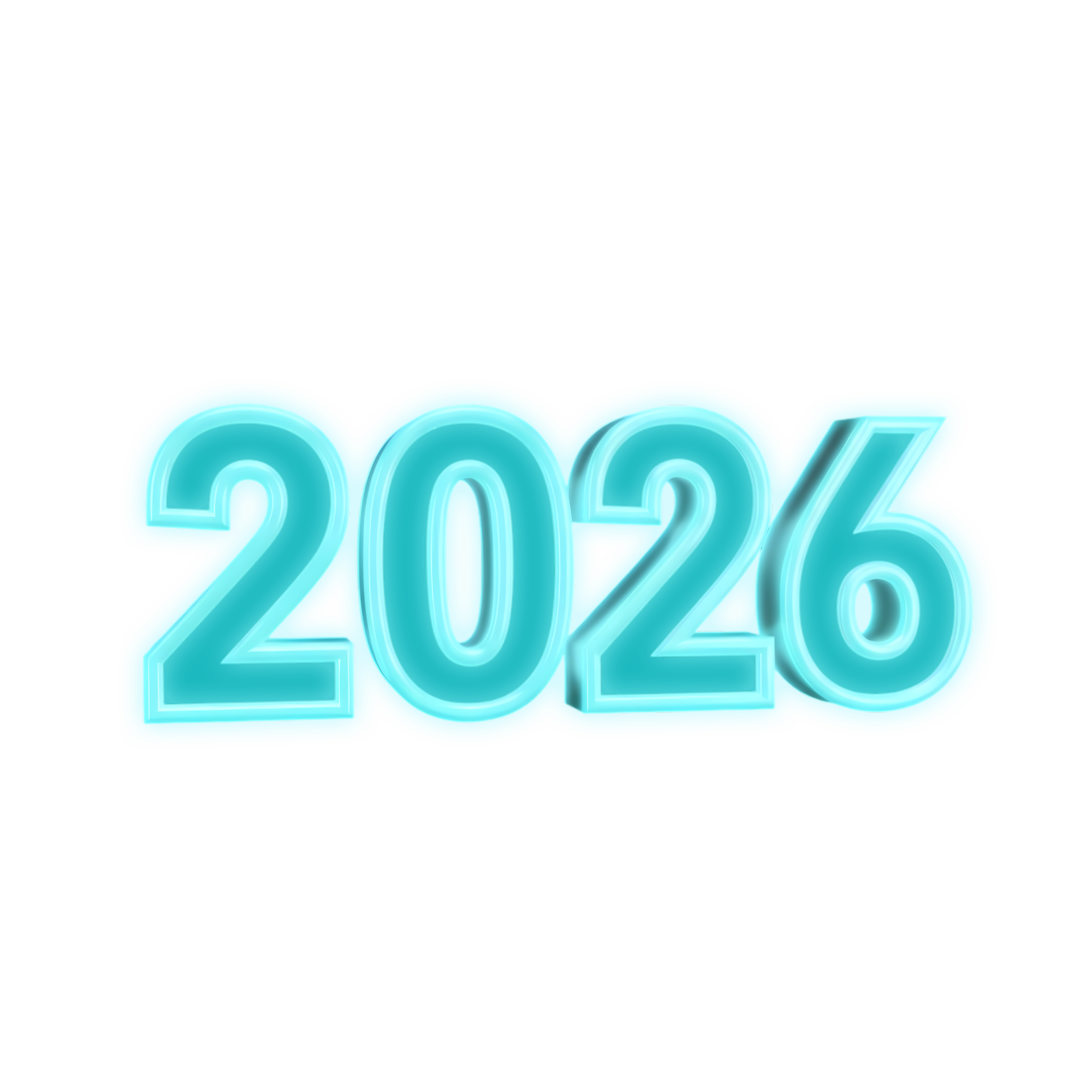 aqua glow 2026 year text style number typography