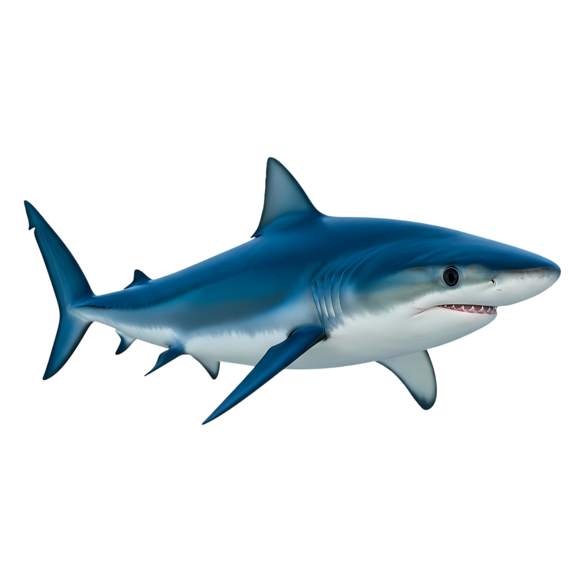 blue shark in motion underwater