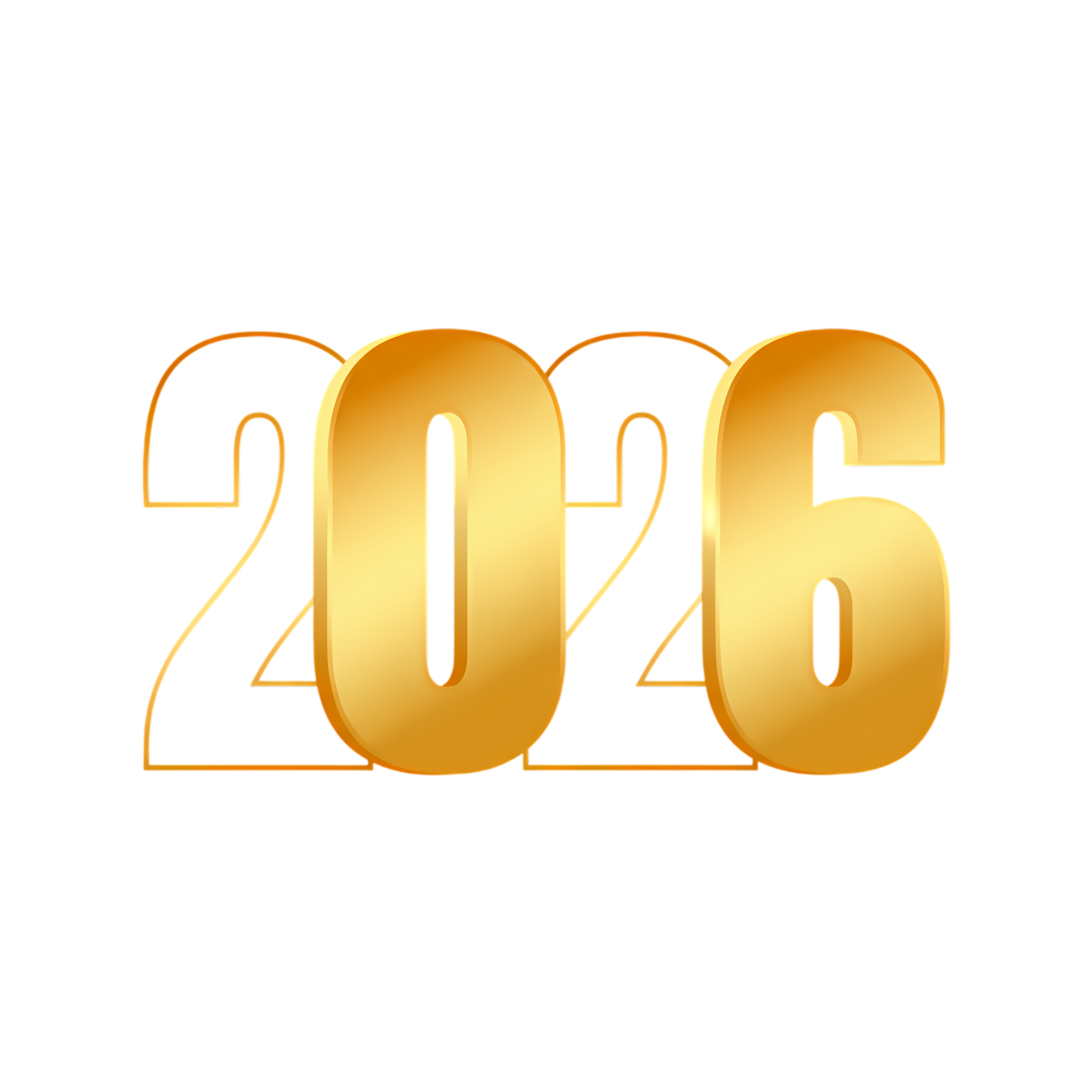 bold 2026 golden design typography with gradient effect