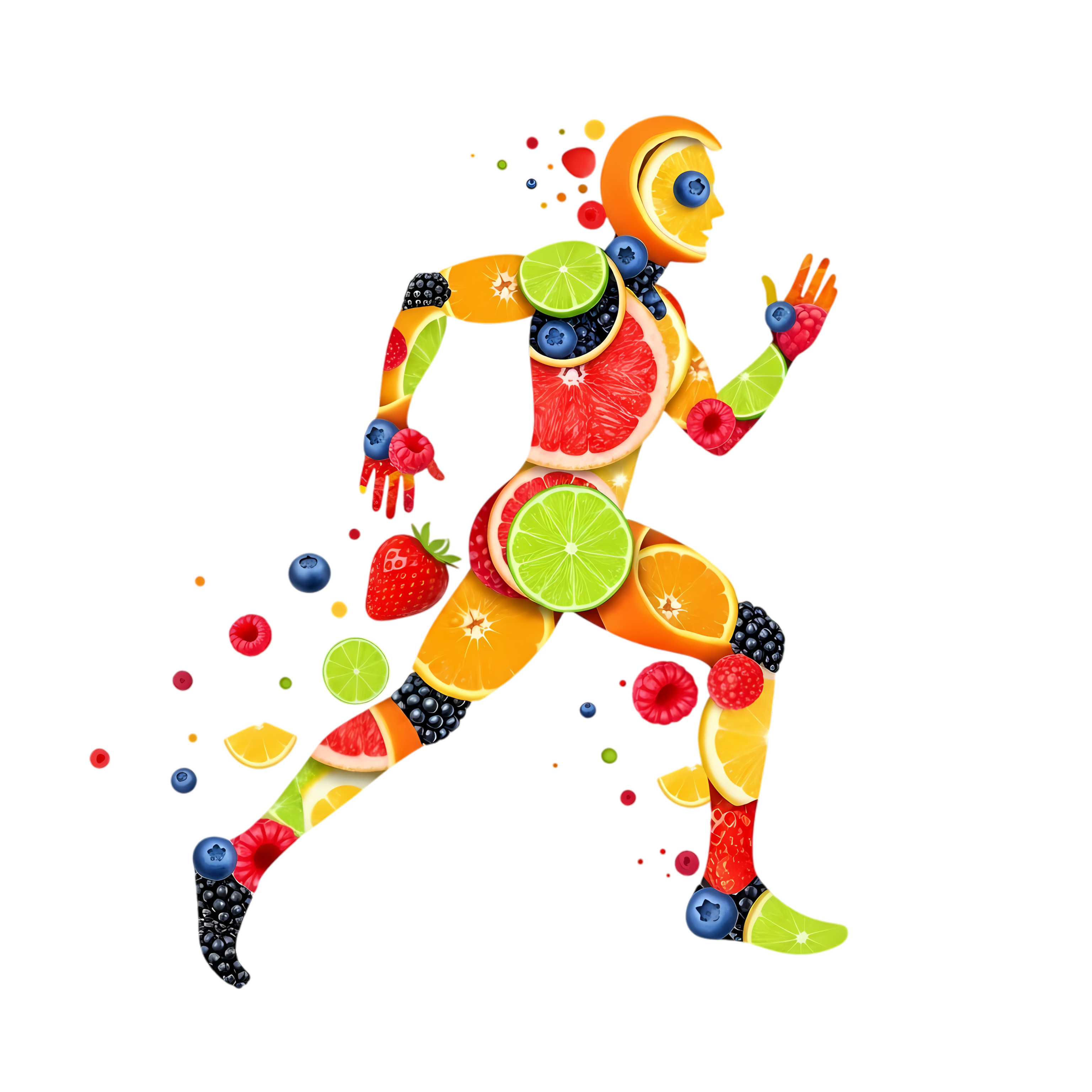 citrus and berries runner concept on white background
