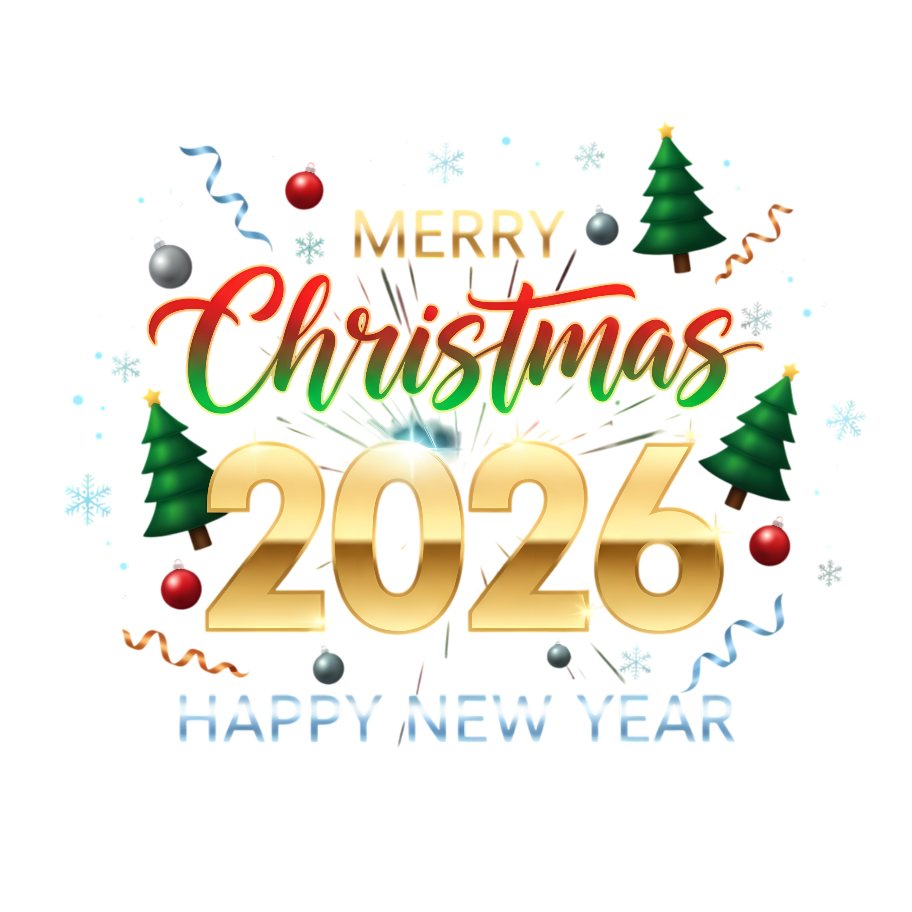 colorful 2026 christmas new year design