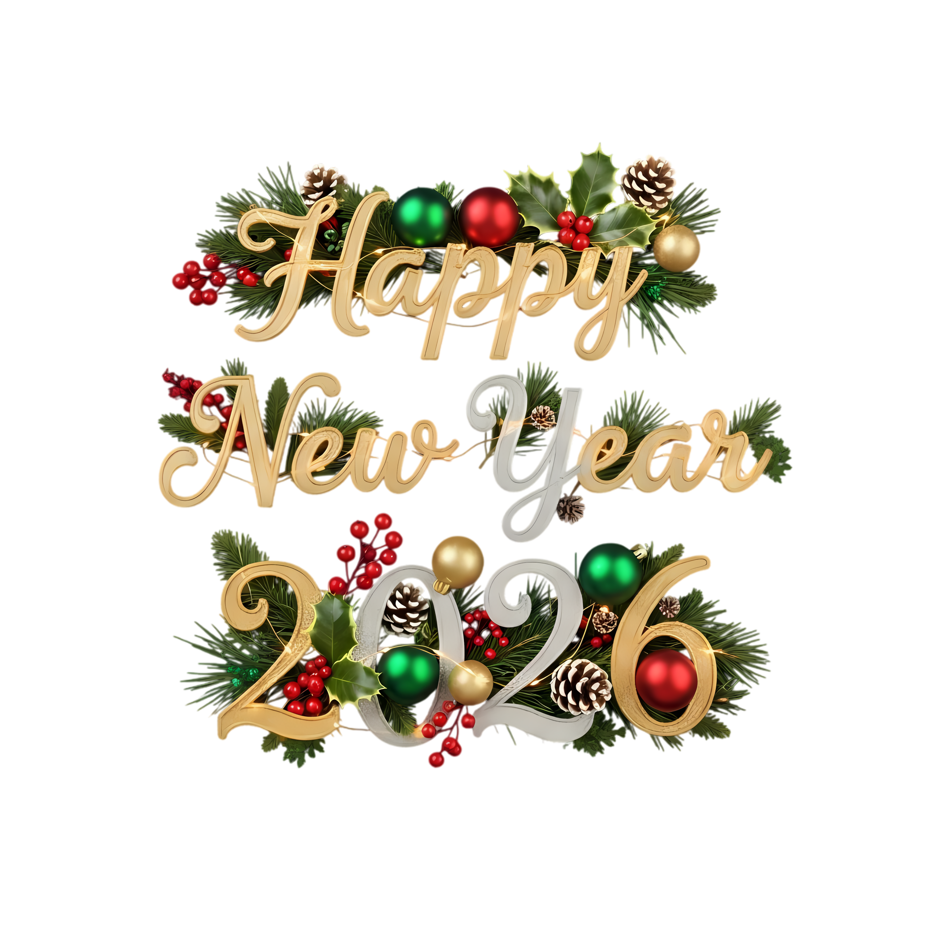 colorful 2026 christmas new year typography