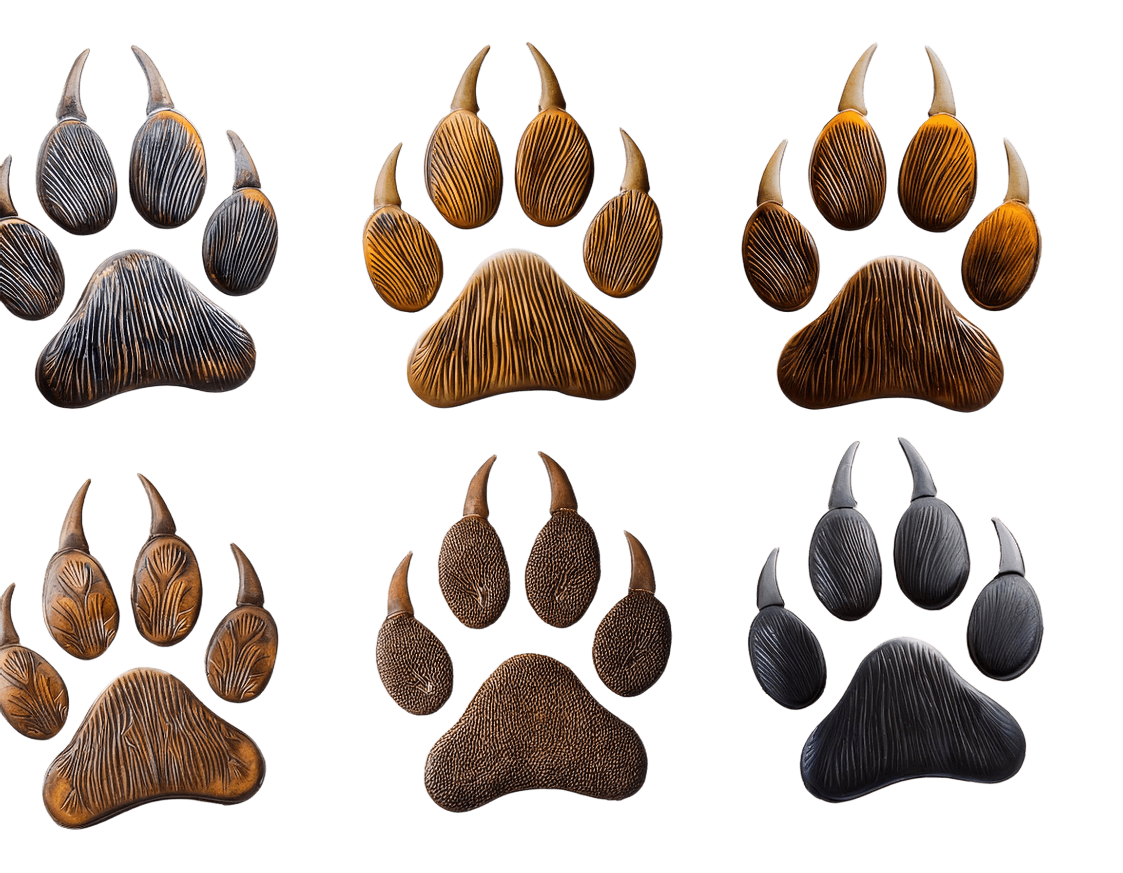 coyote paw prints in brown and black tones png