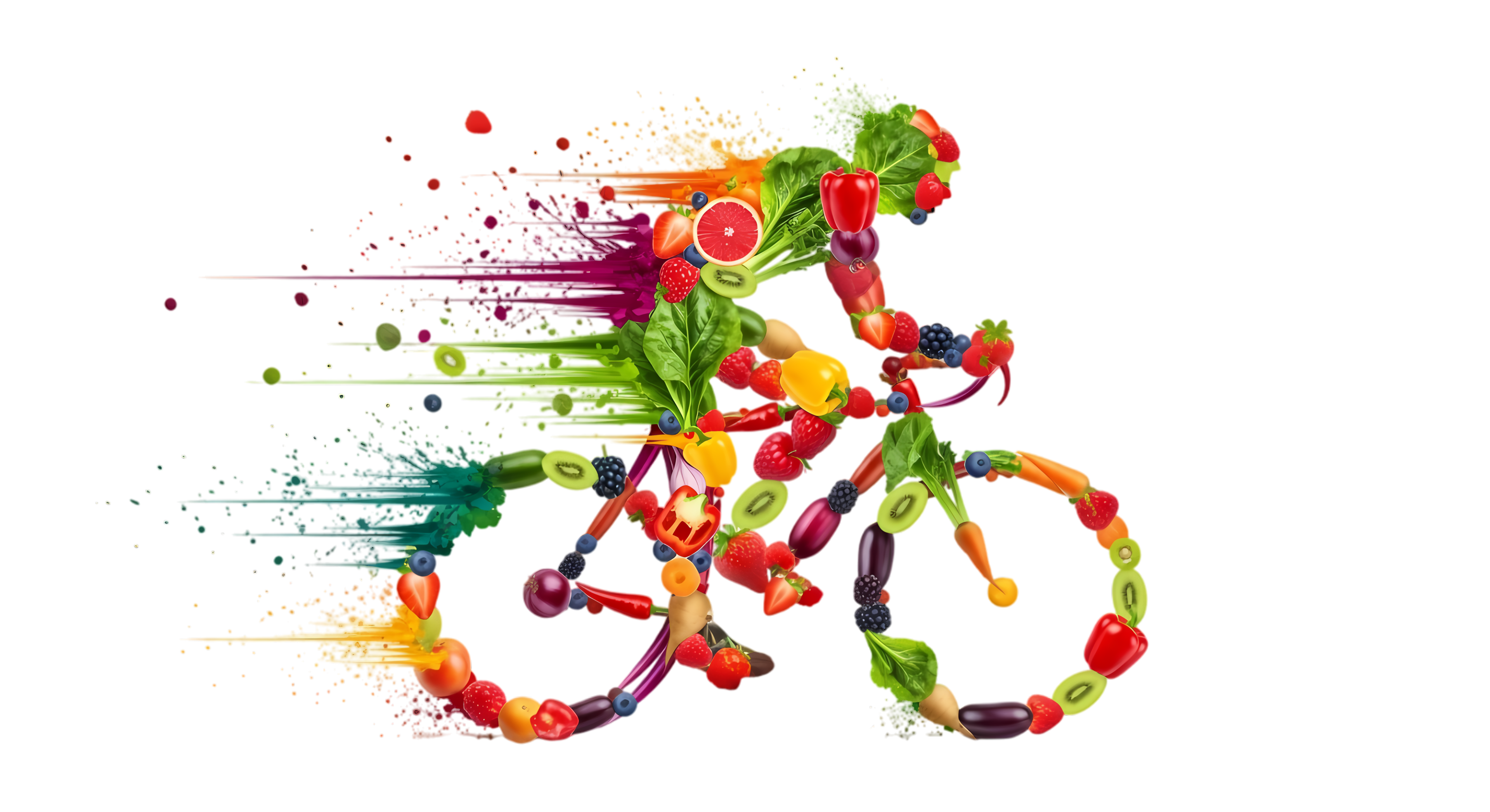 cyclist made of fruits and vegetables png