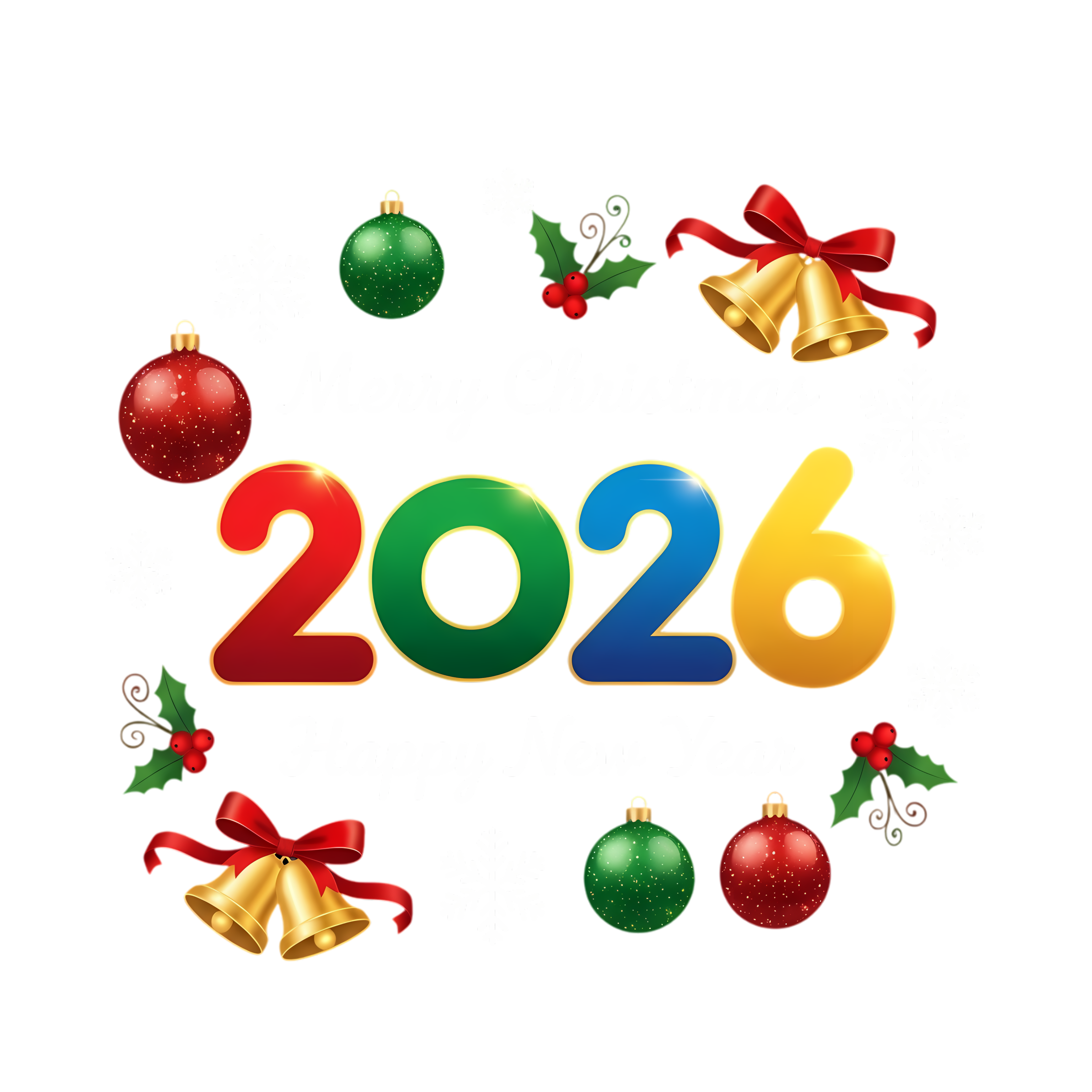 decorative 2026 christmas new year typography