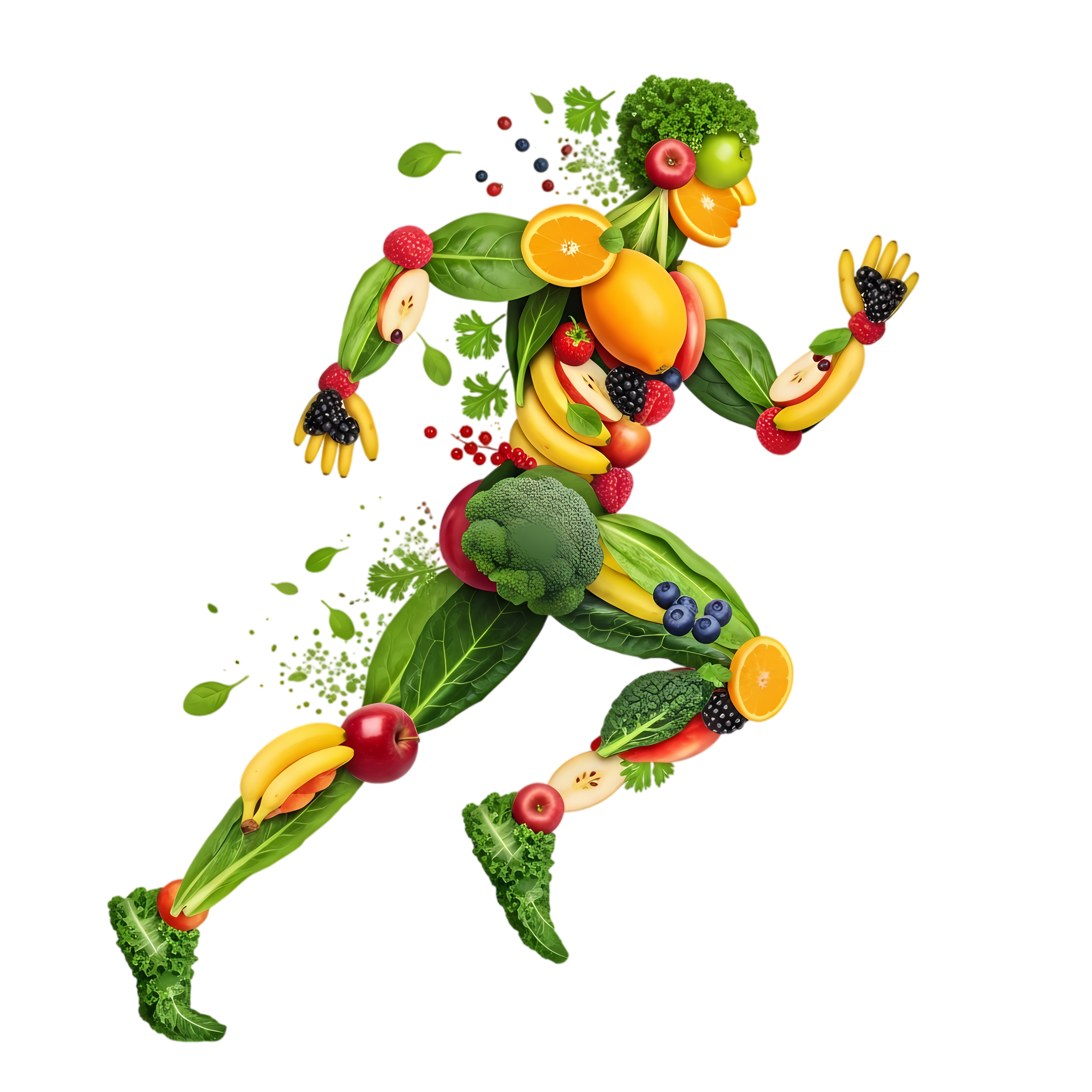 dynamic runner created from fruits and greens