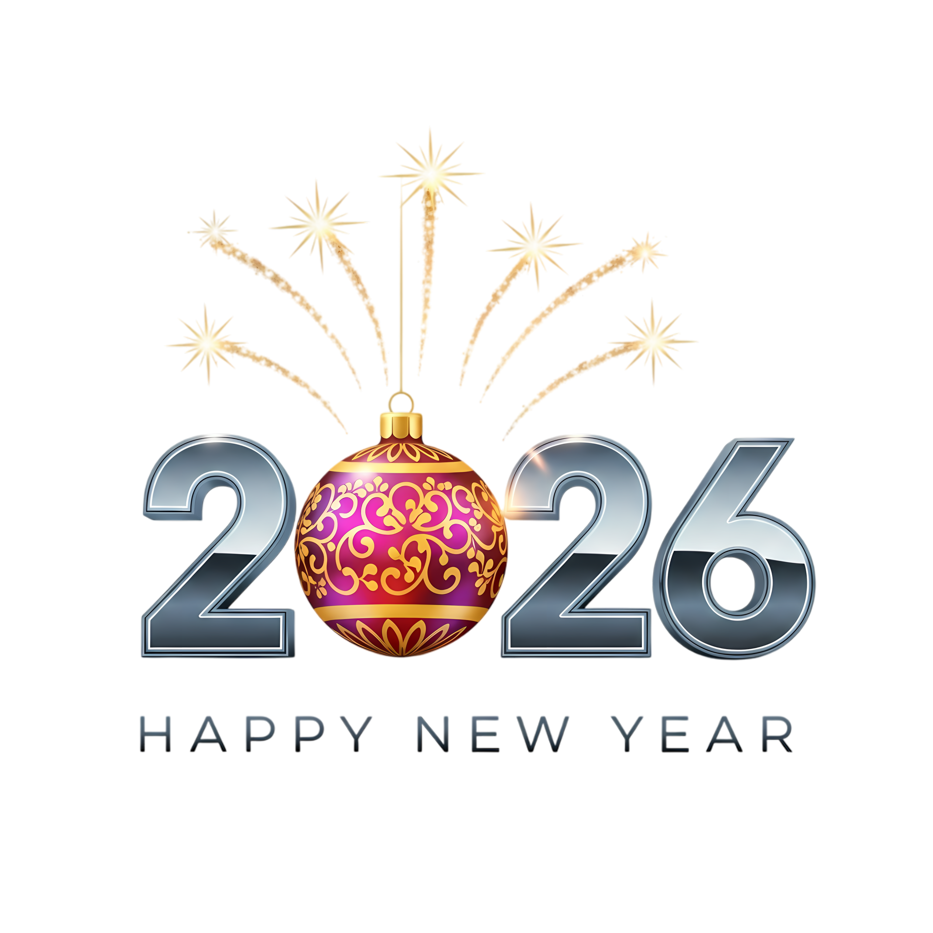 festive 2026 celebration design with ornament