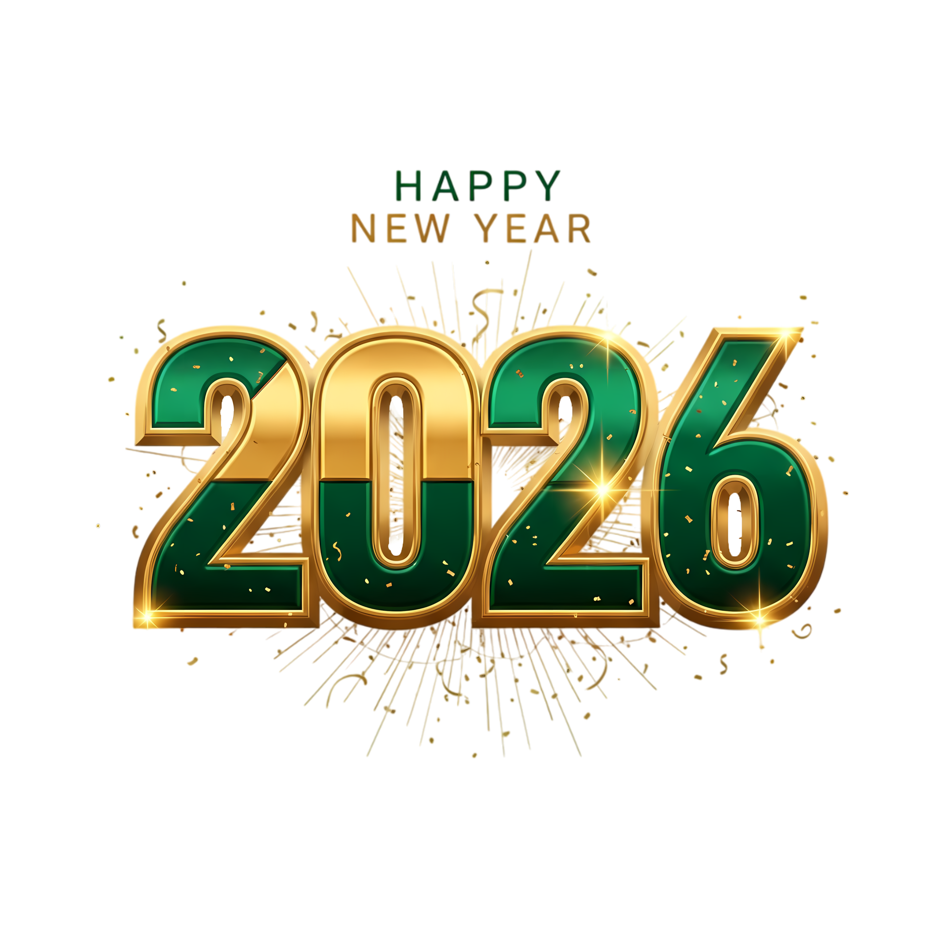 festive gold green 2026 celebration typography