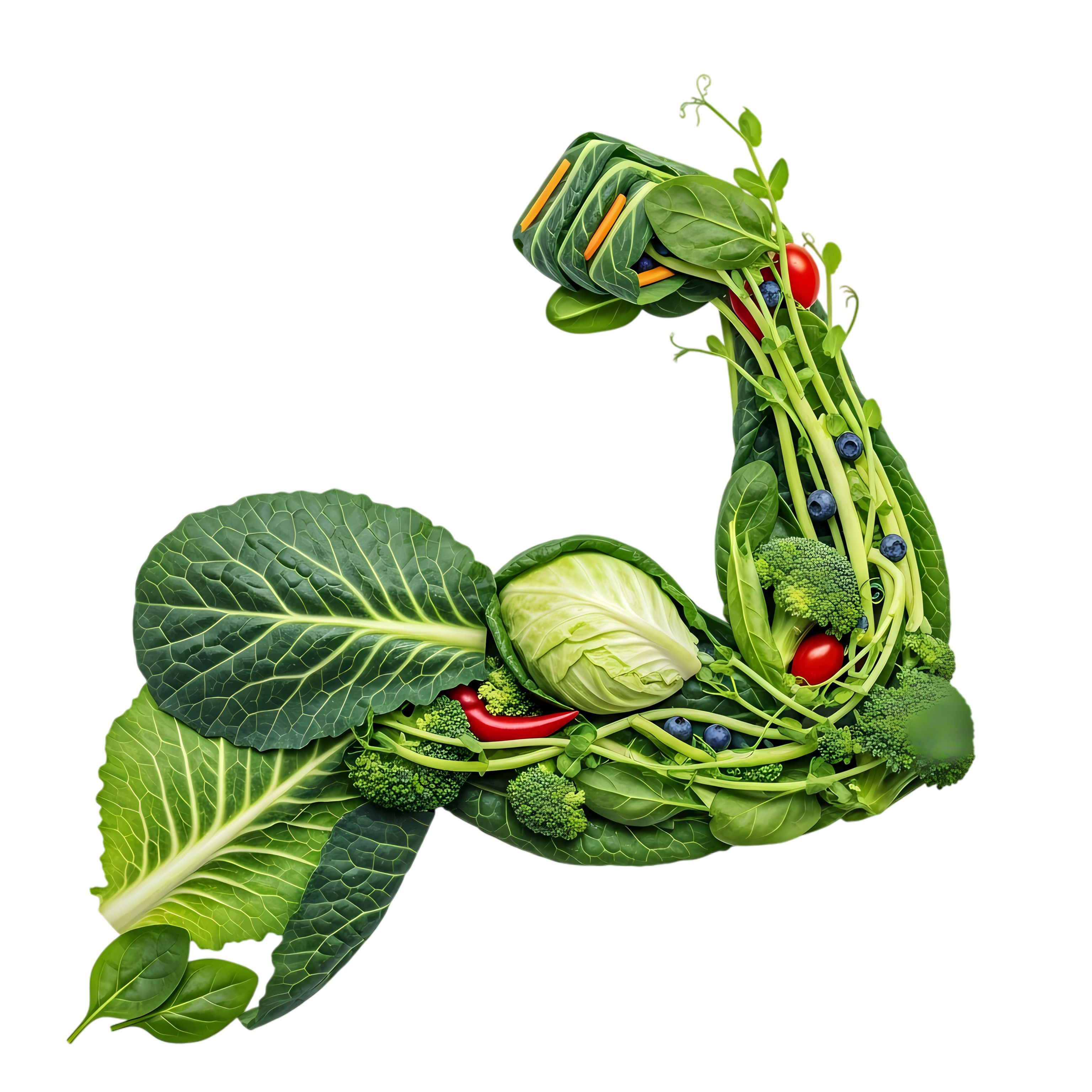 fitness arm made of plants and greens png