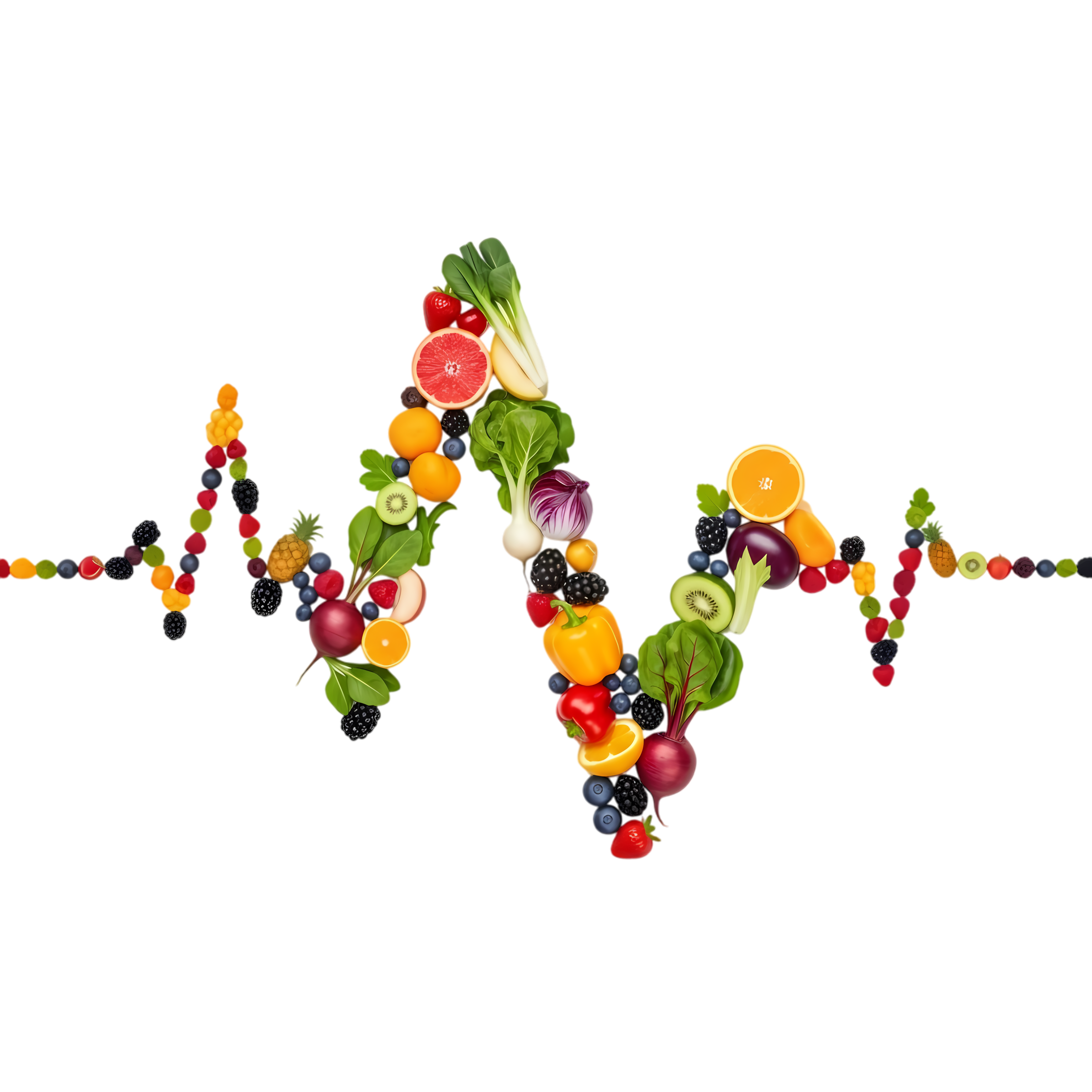 fruit wave pattern in heartbeat shape png