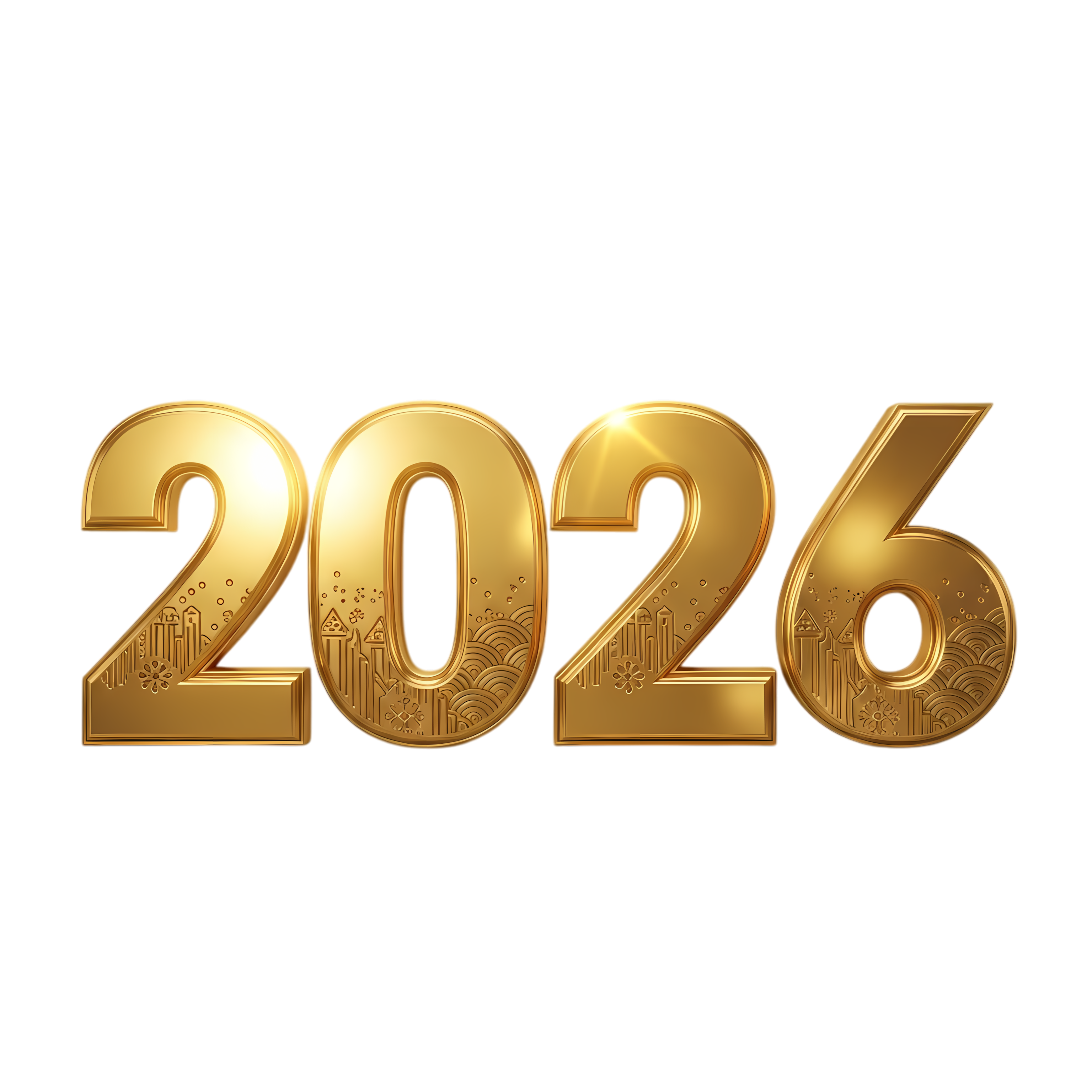 gold 2026 luxury festive number art