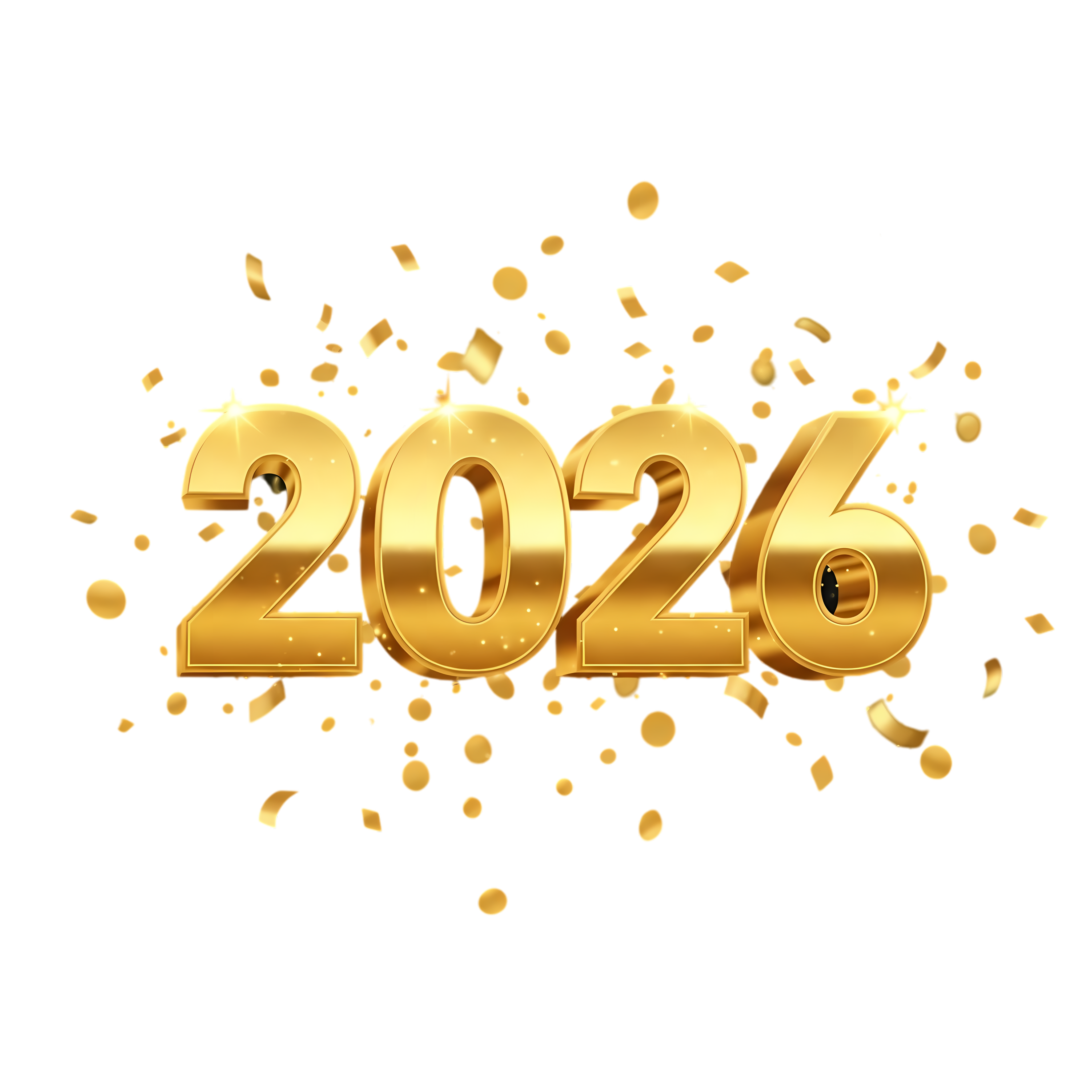 gold confetti 2026 celebration graphic