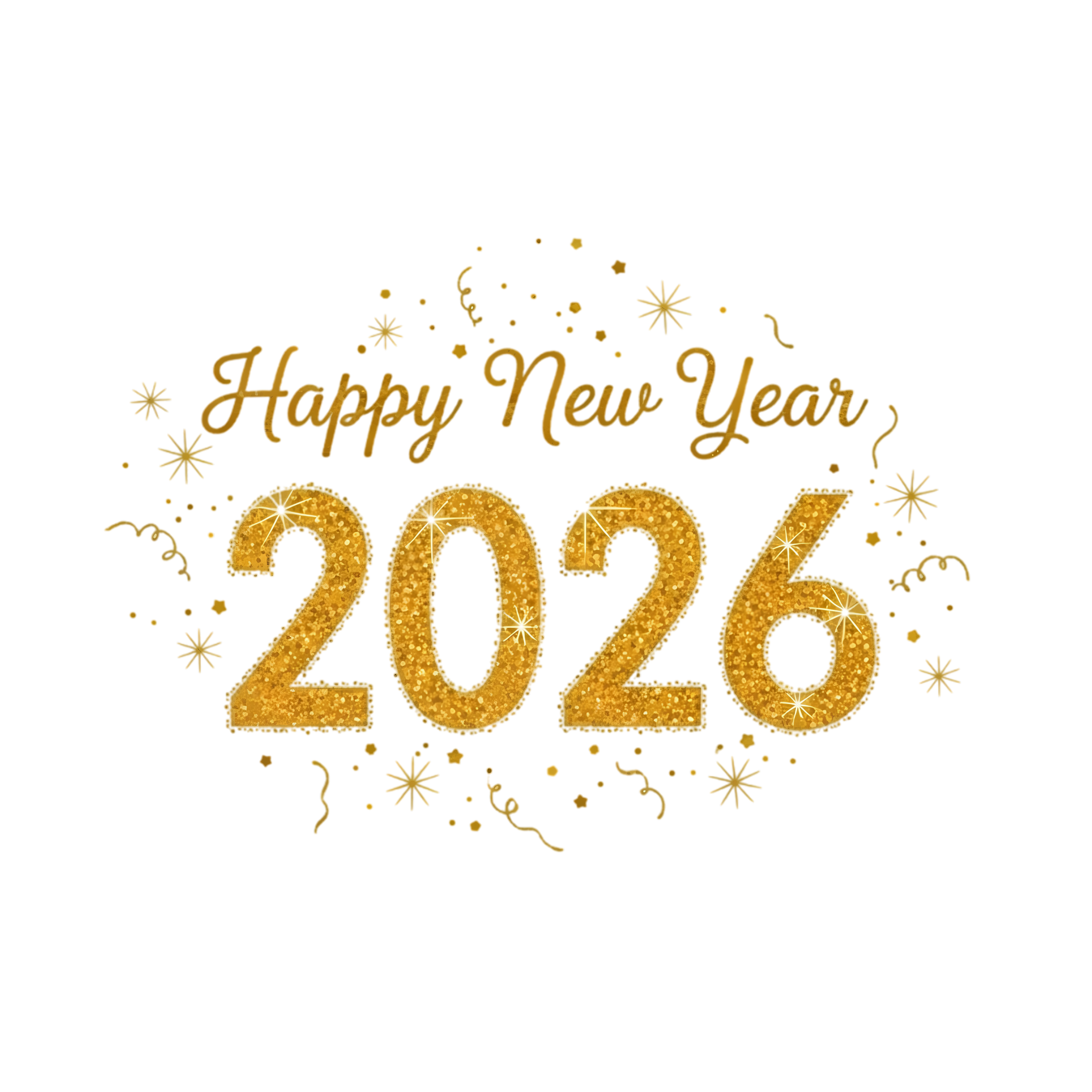 golden sparkling 2026 happy new year greeting design