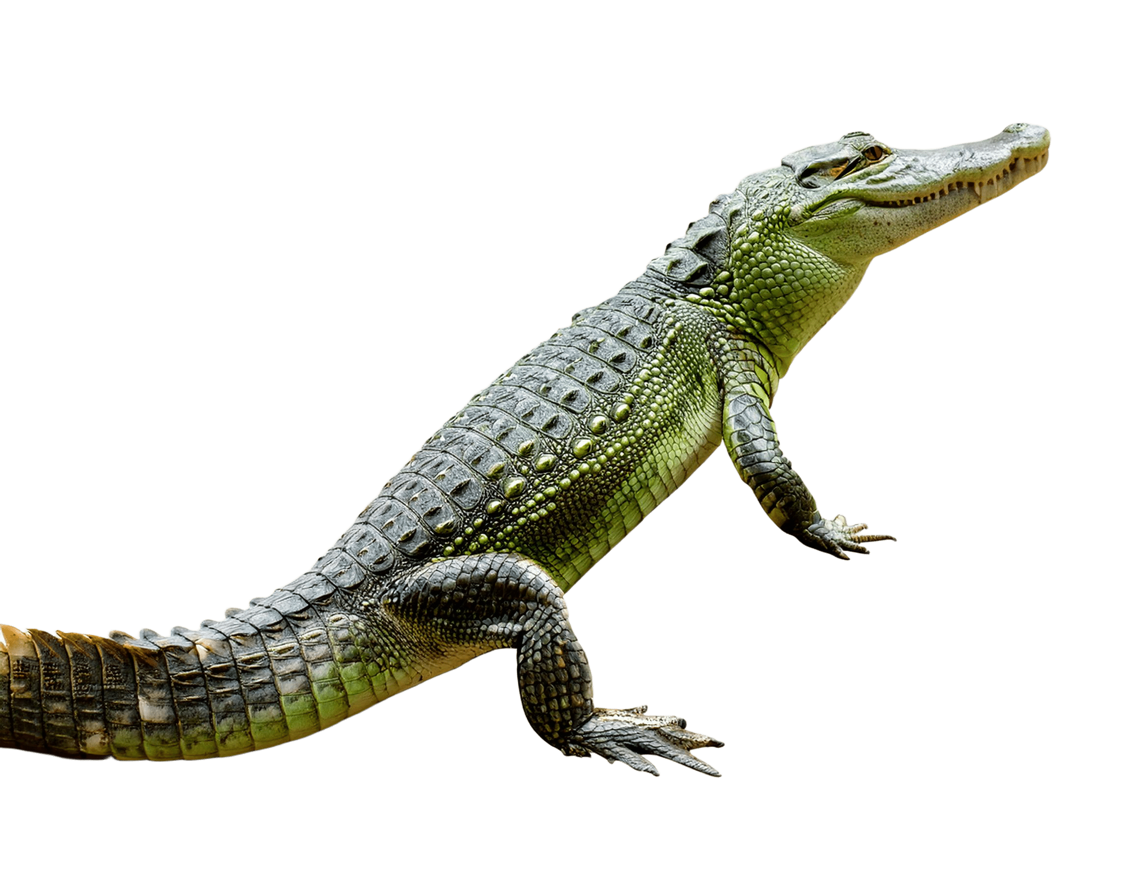 green crocodile in natural walking pose png