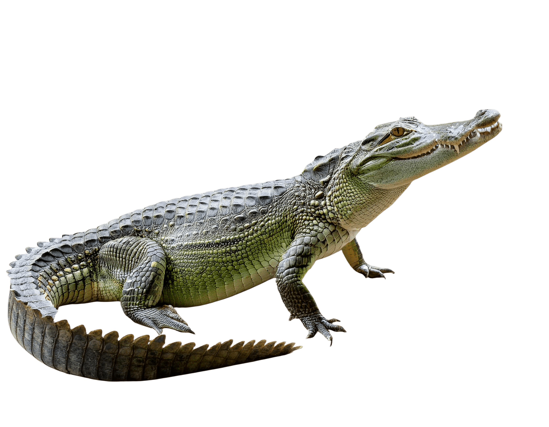 green crocodile standing and looking alert png