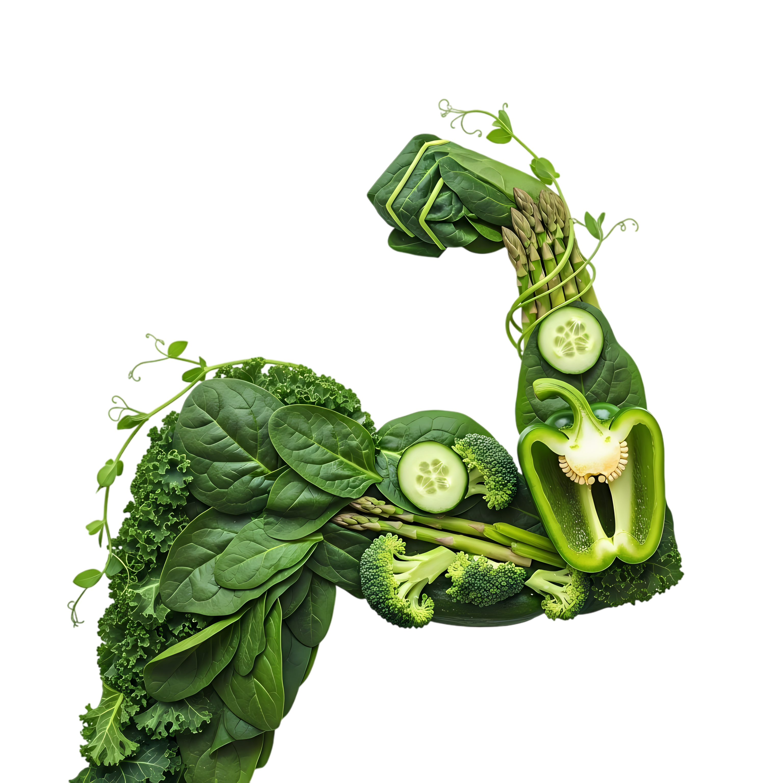 green energy muscle shape on white background