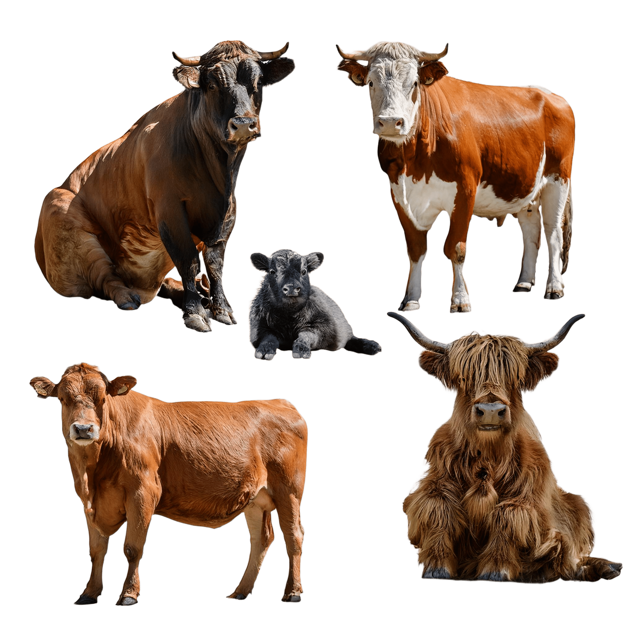group of cows including calves in natural setting png