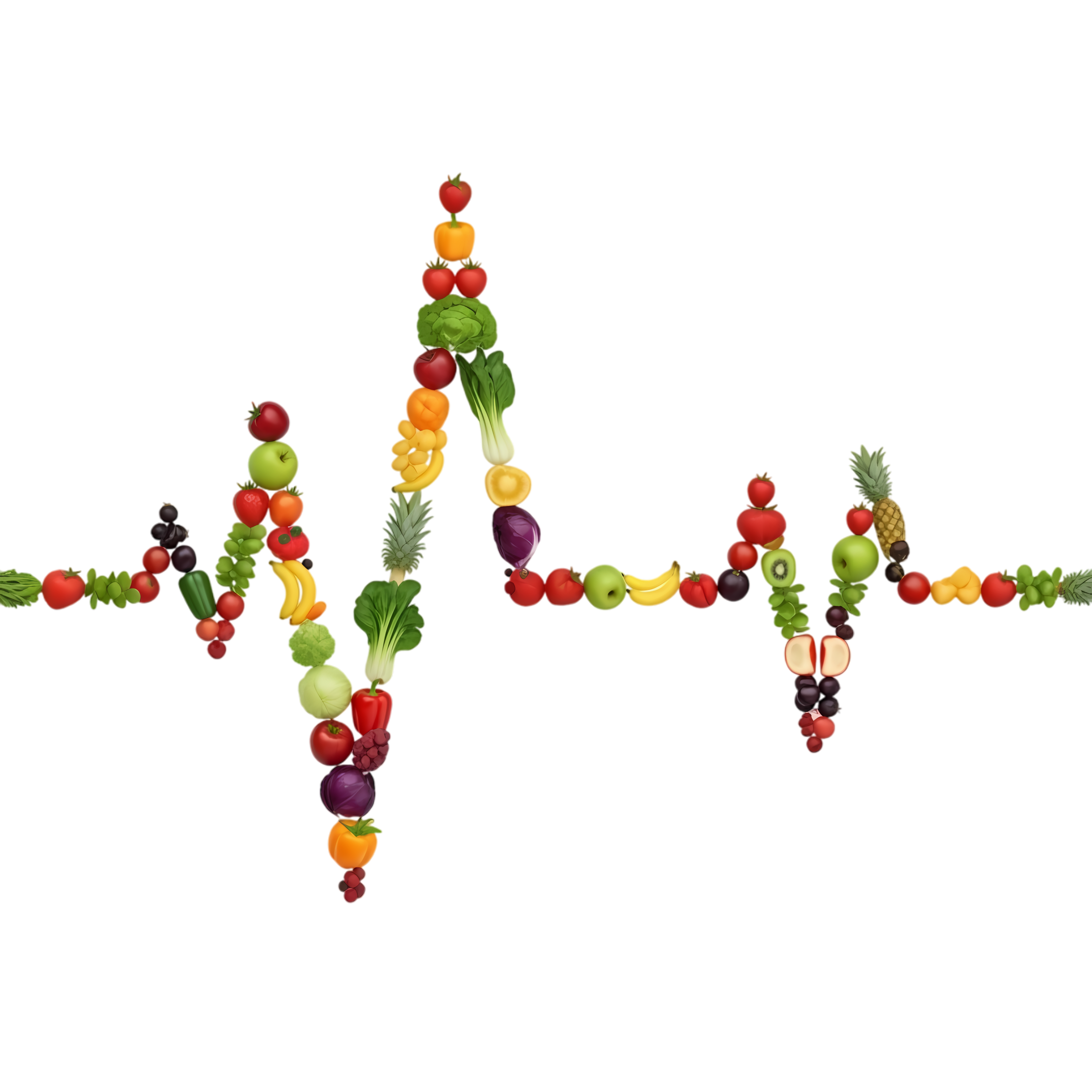 heartbeat line made of fruits and vegetables png