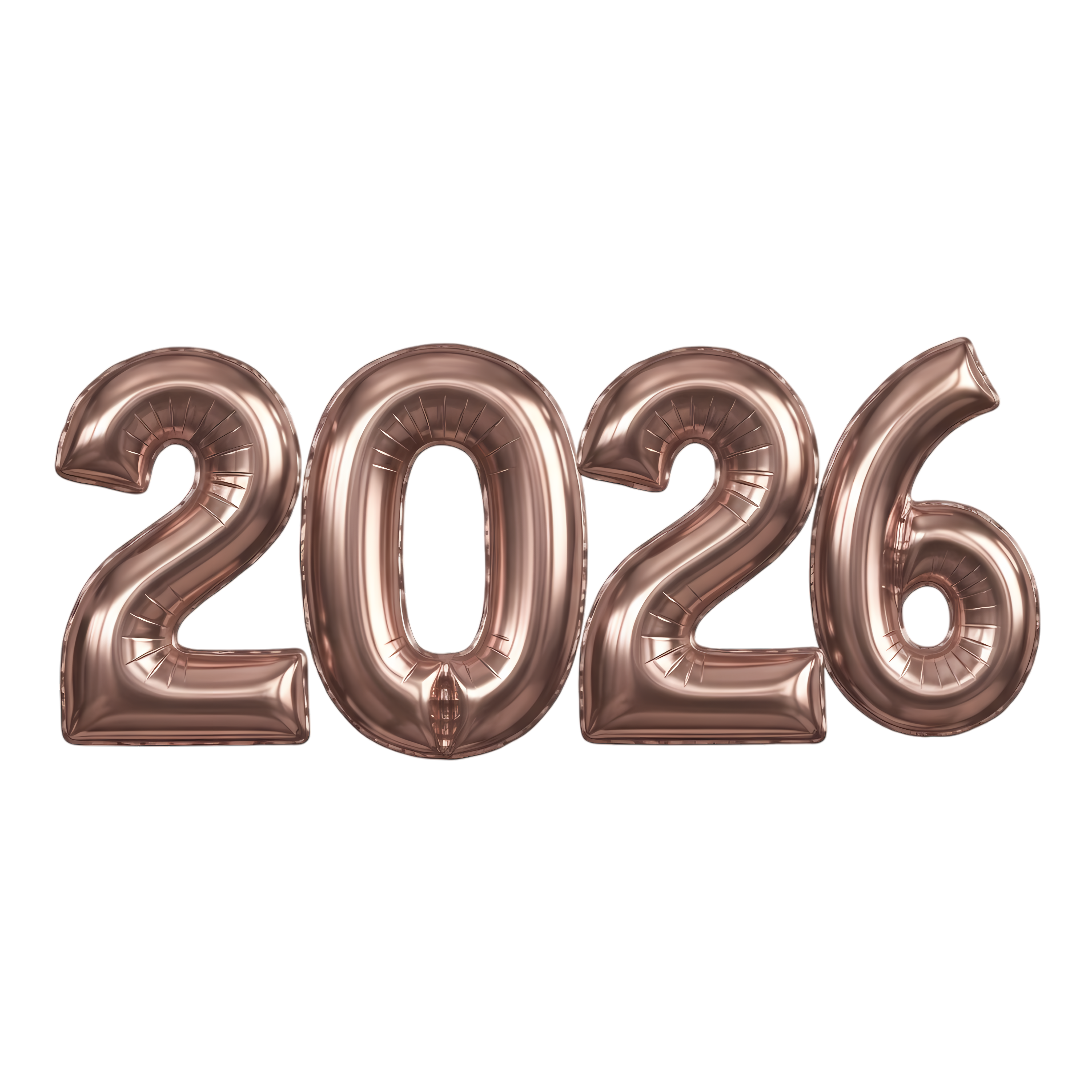 inflated metallic 2026 new year typography