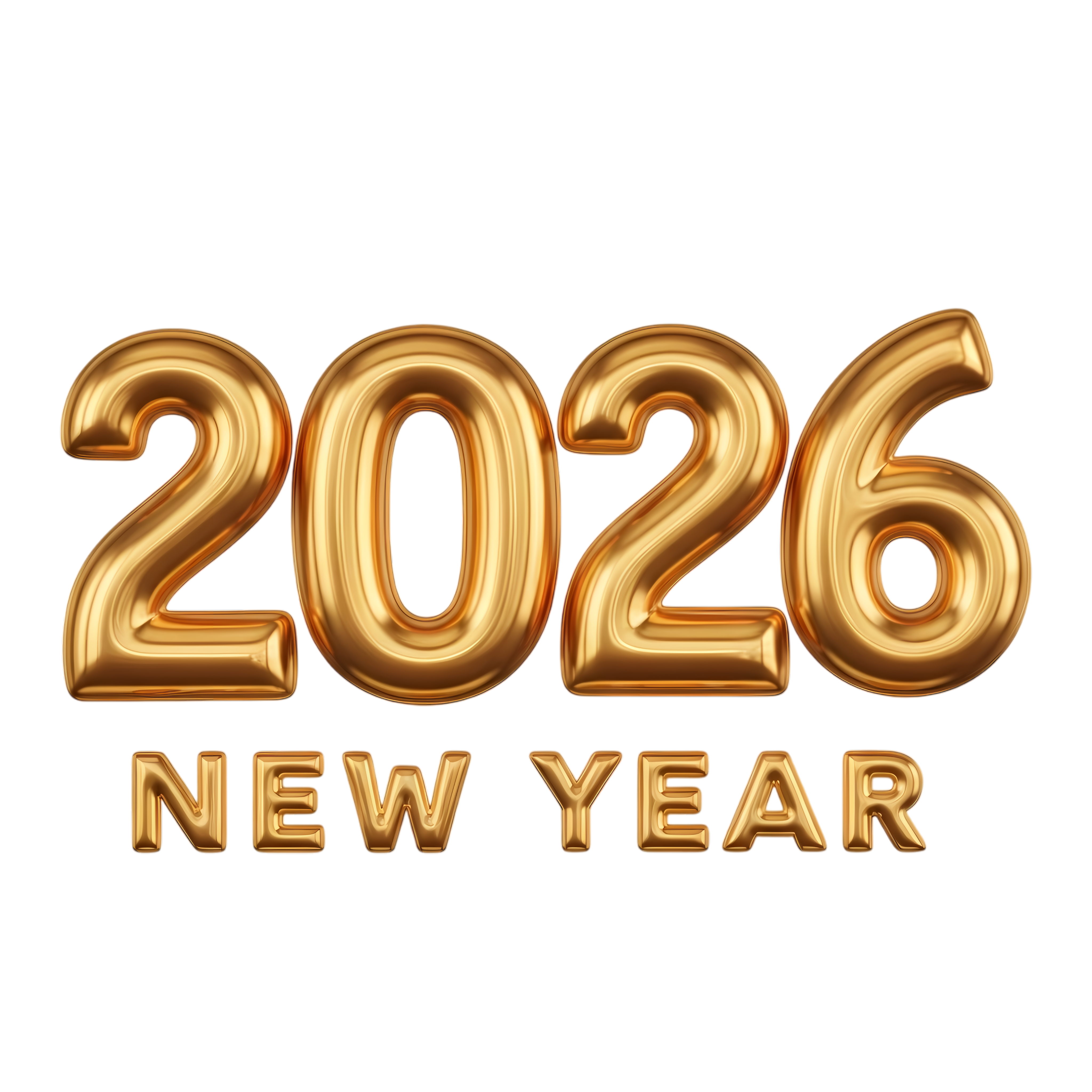 metallic inflated gold 2026 new year typography