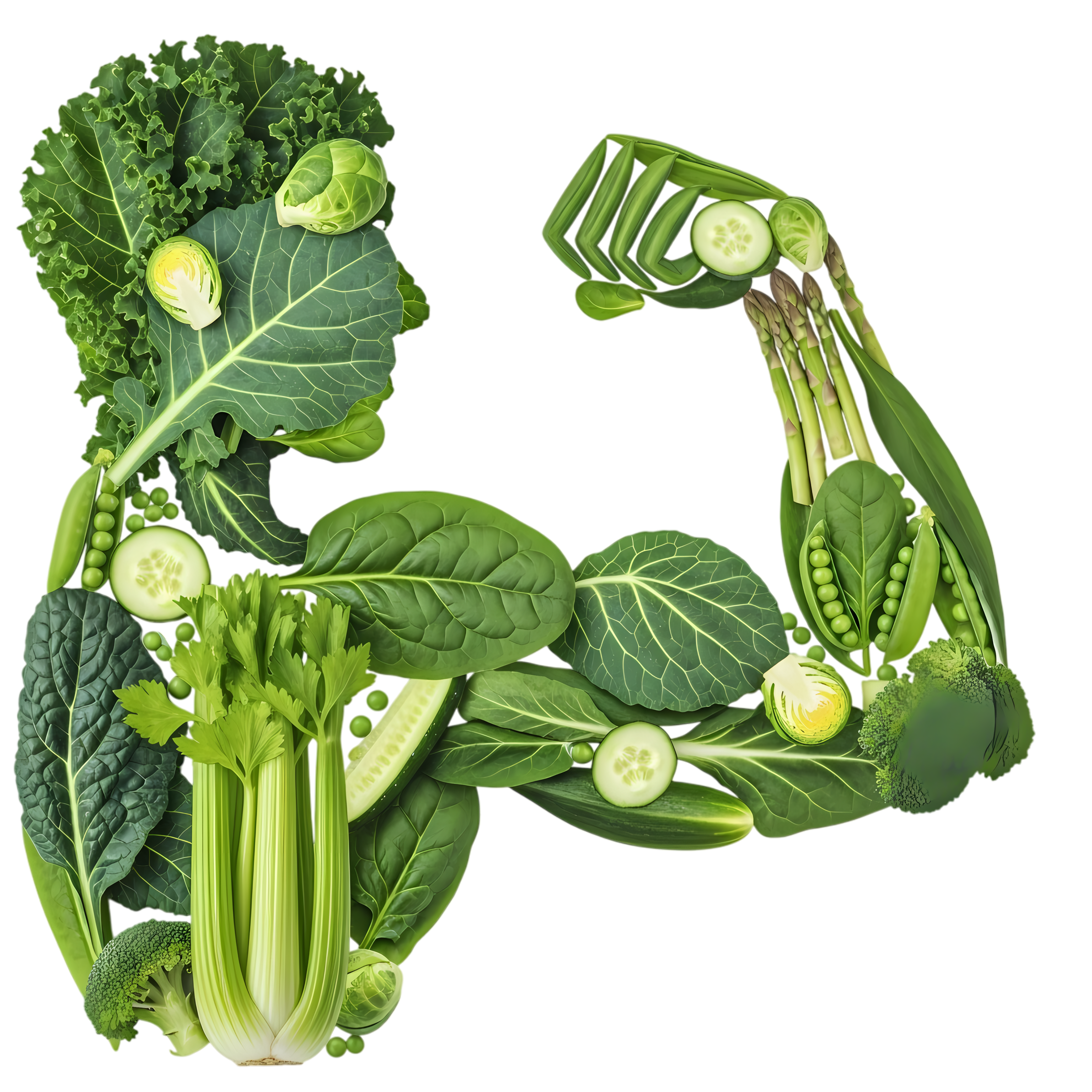 muscular arm made of green leaves png