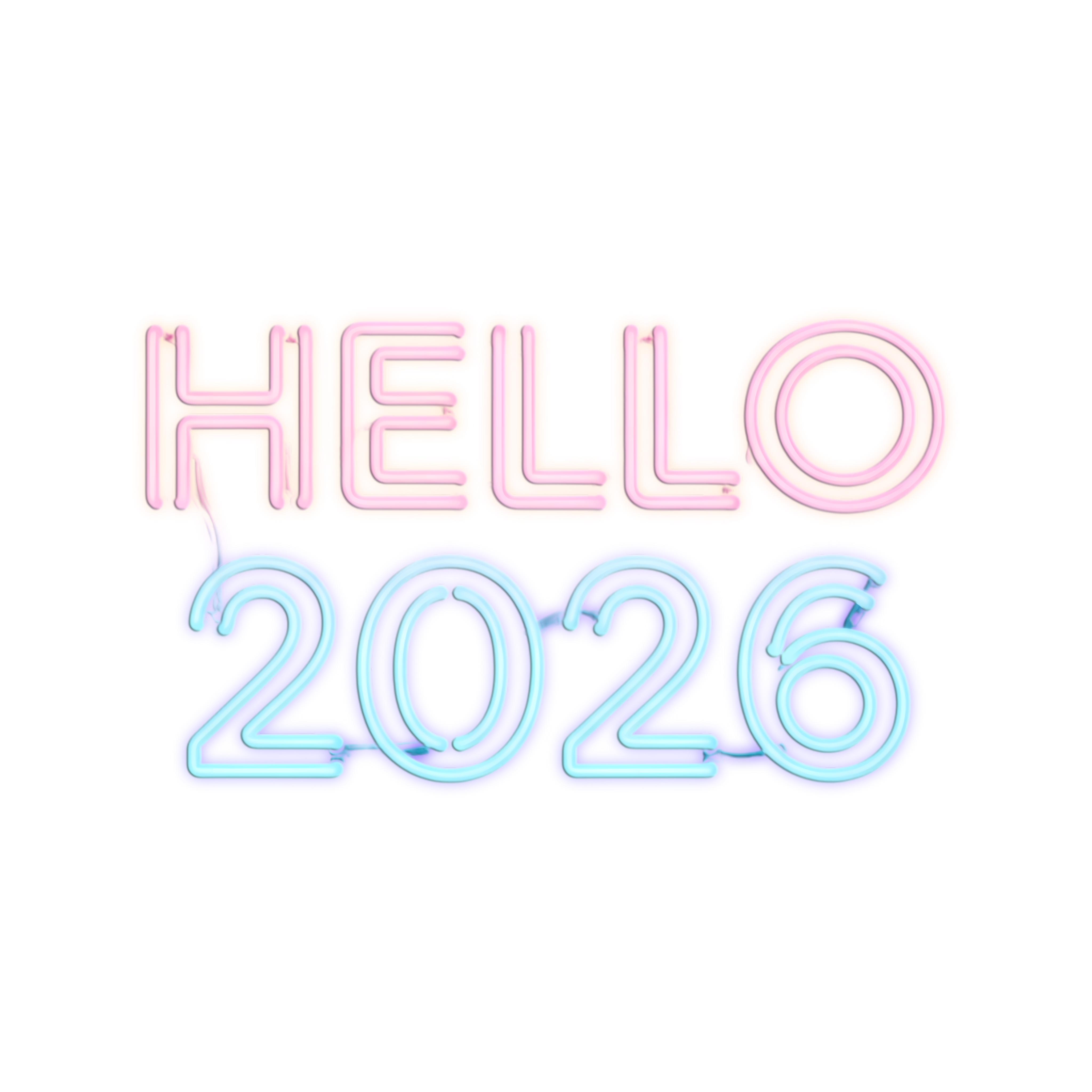 neon glow hello 2026 typography