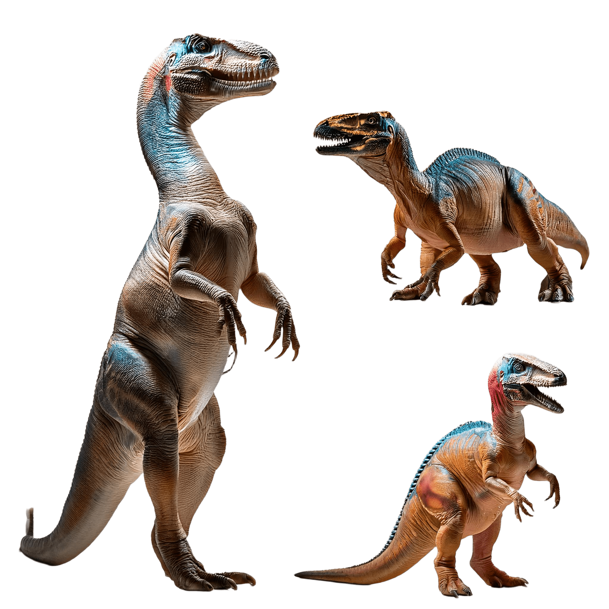 pair of velociraptors in natural wildlife stance png
