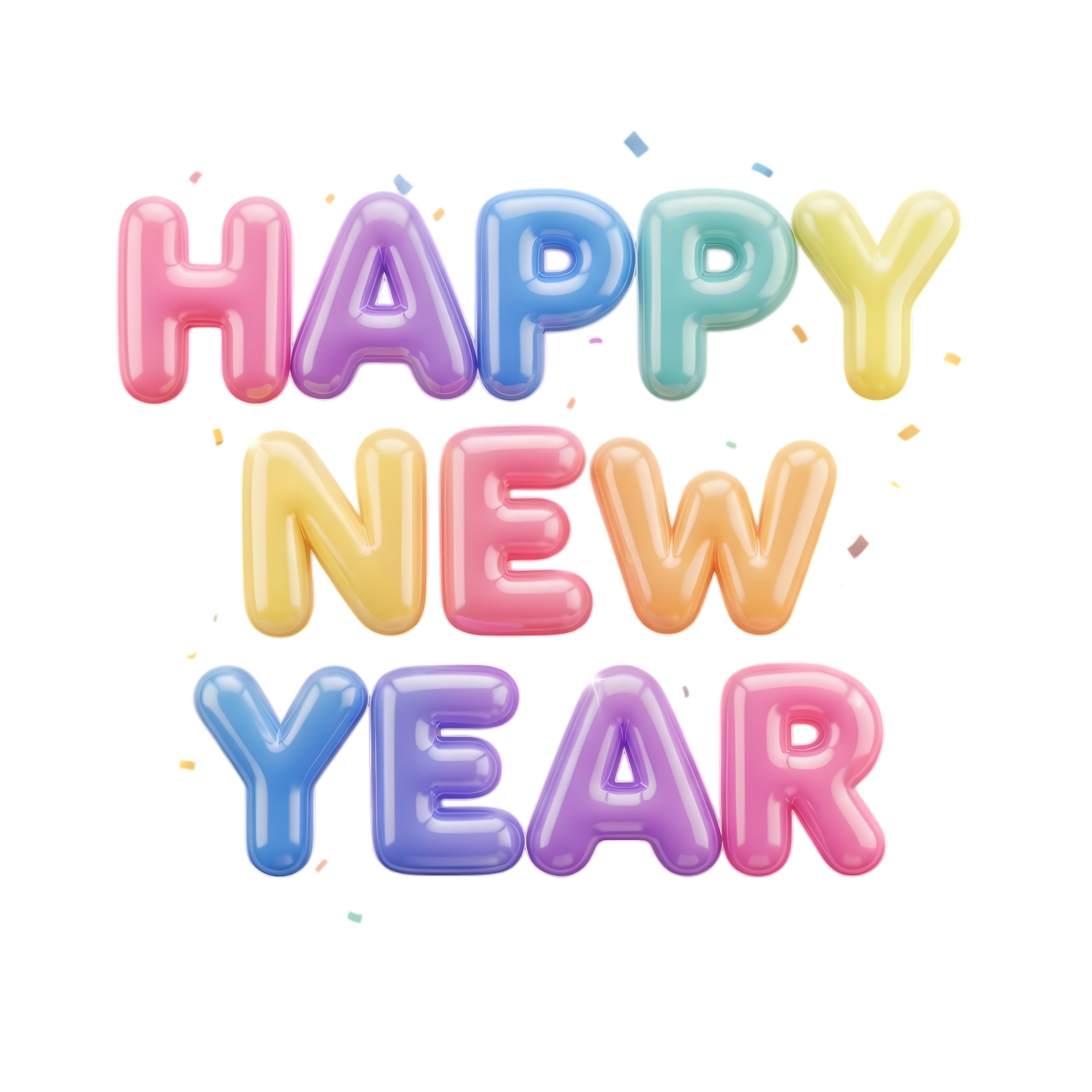 playful bubble happy new year text design