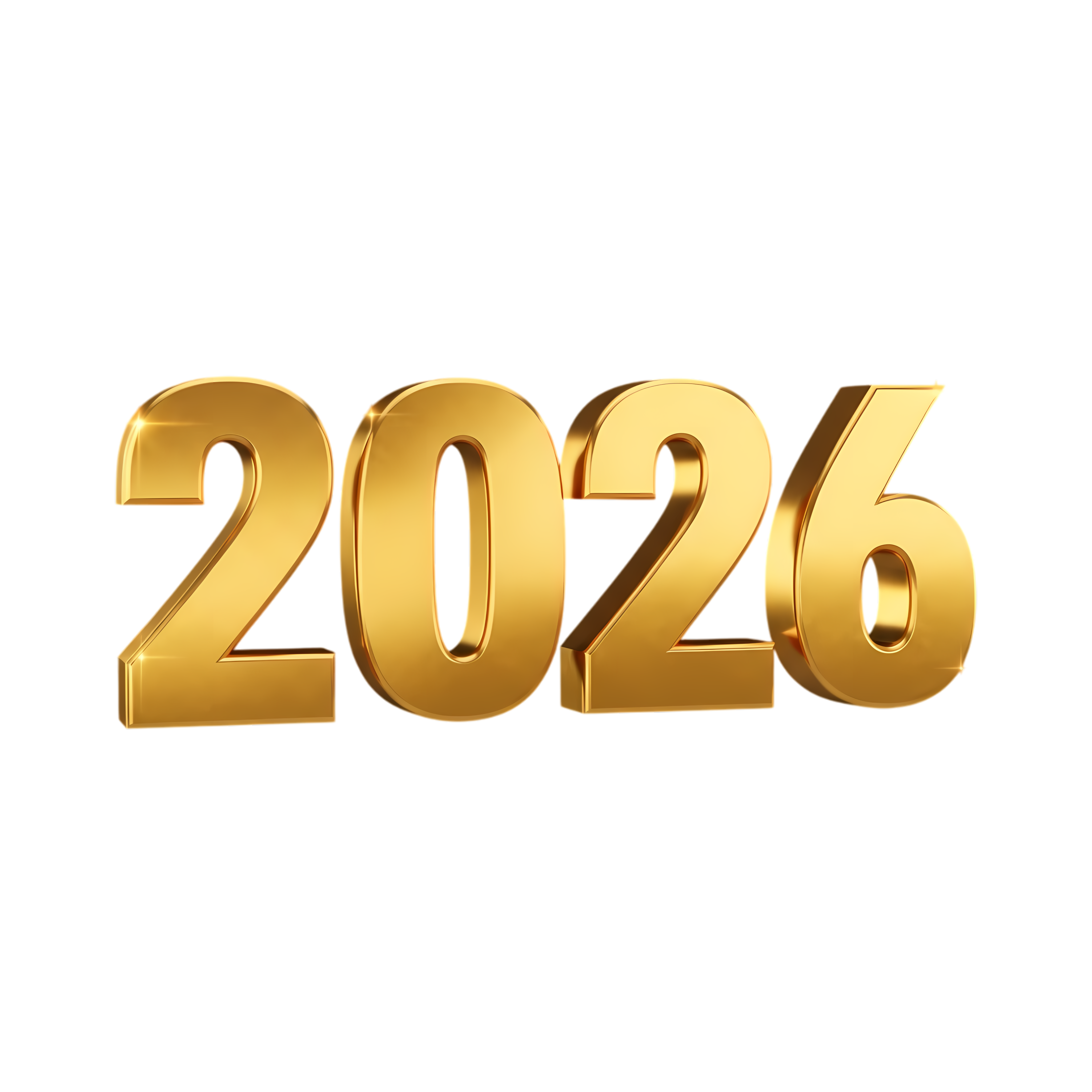 premium gold 2026 number typography