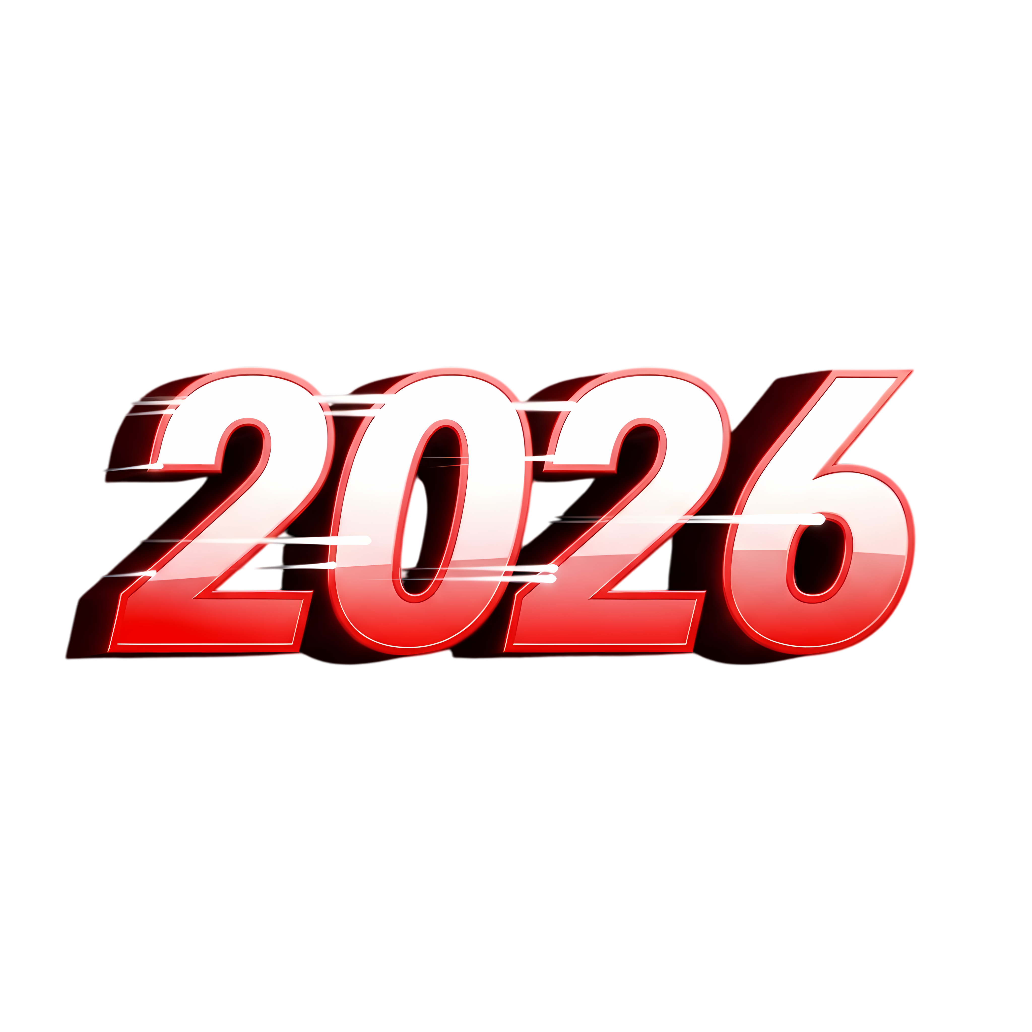 red and white 2026 bold number typography