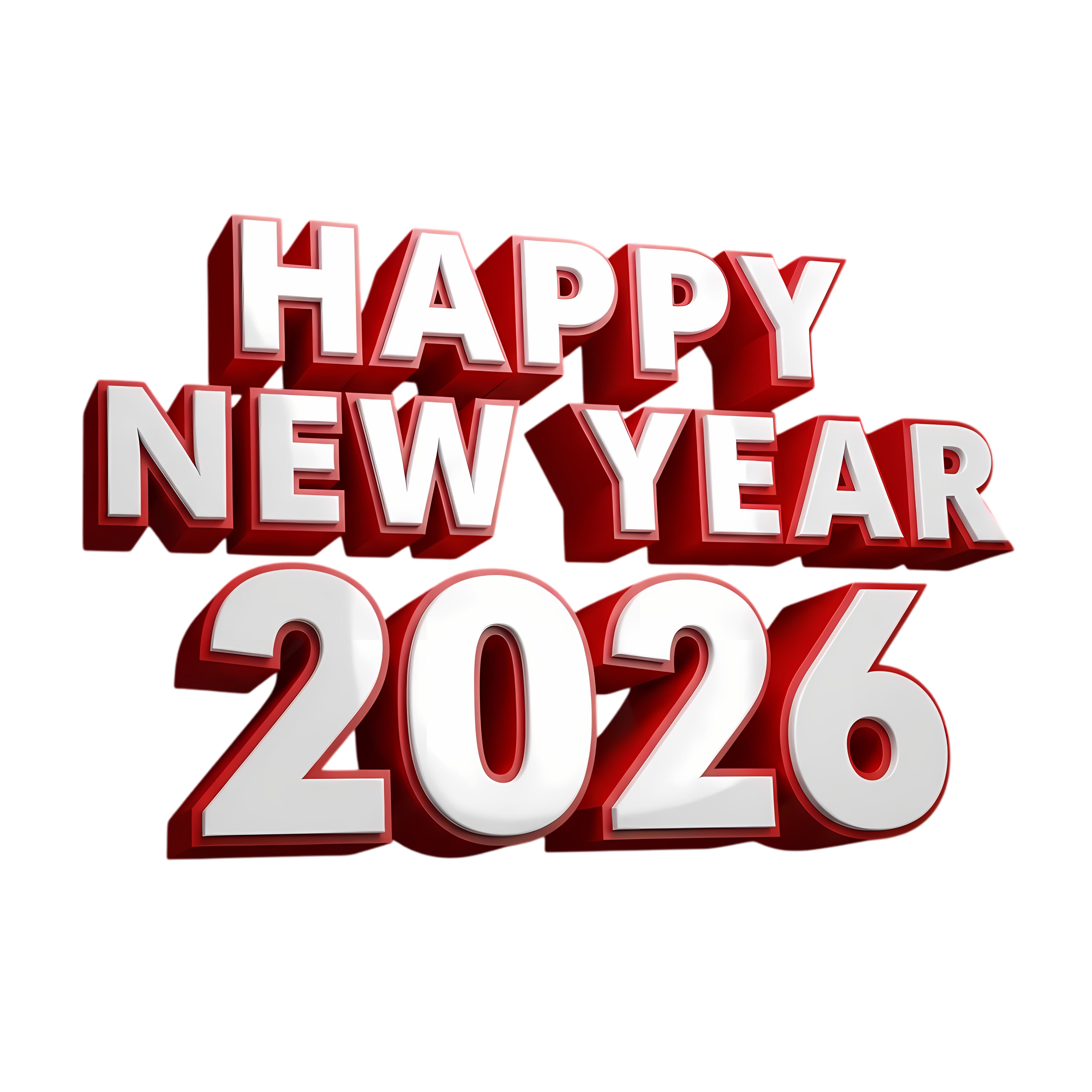 red and white happy new year 2026 typography