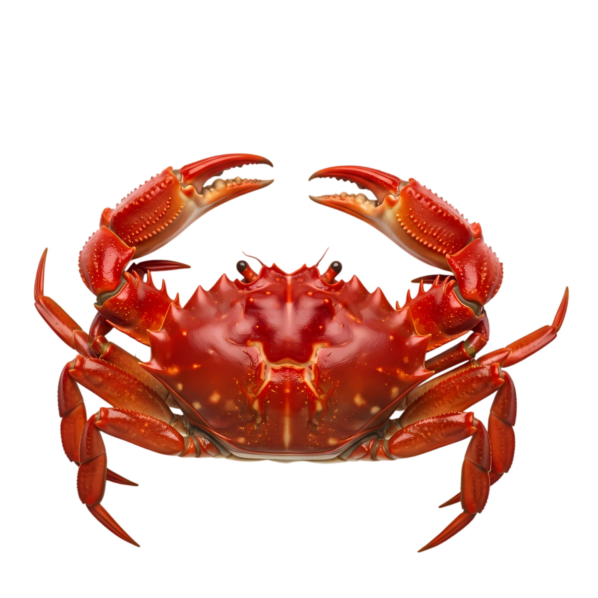 red crab with raised claws and detailed shell