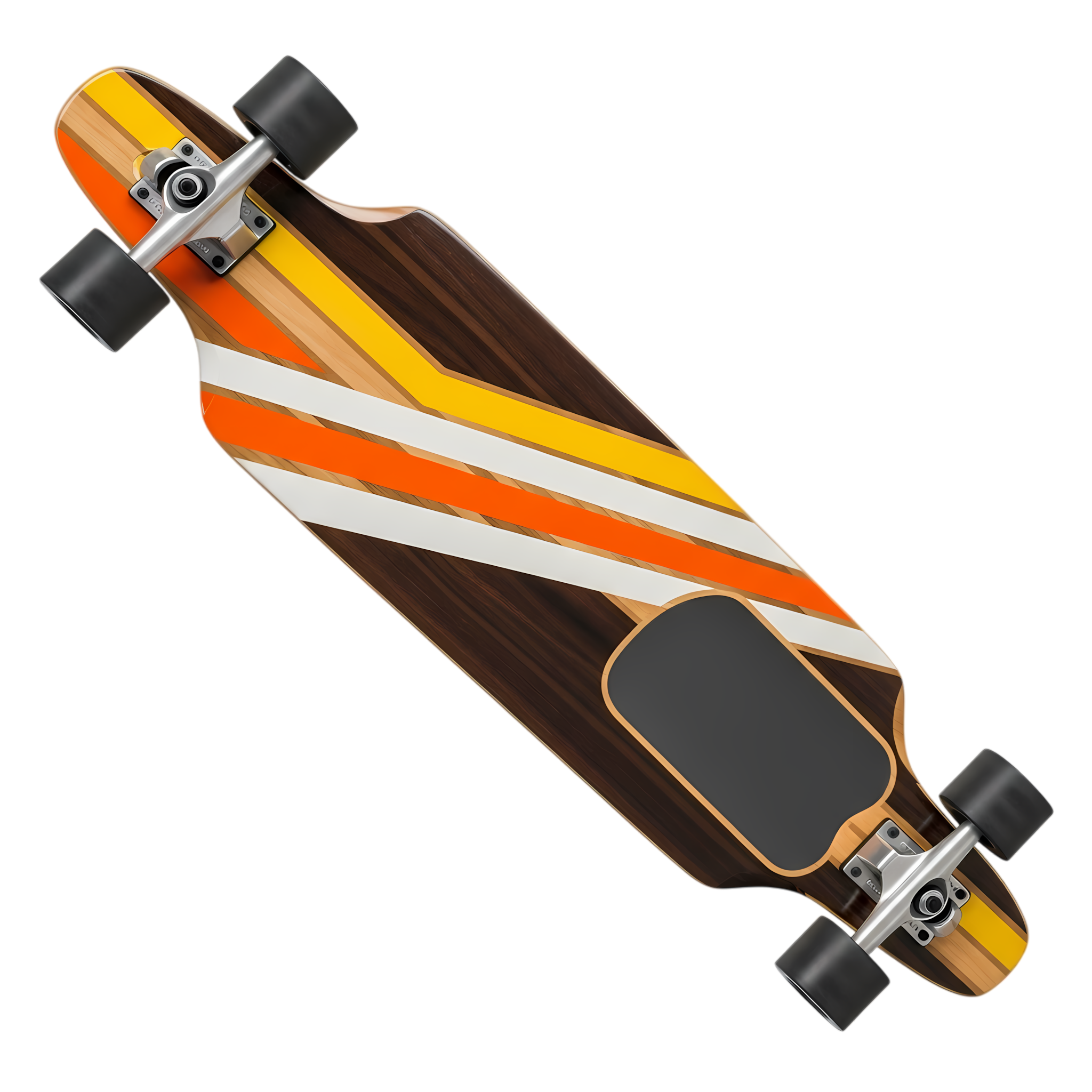 retro wooden longboard with striped design