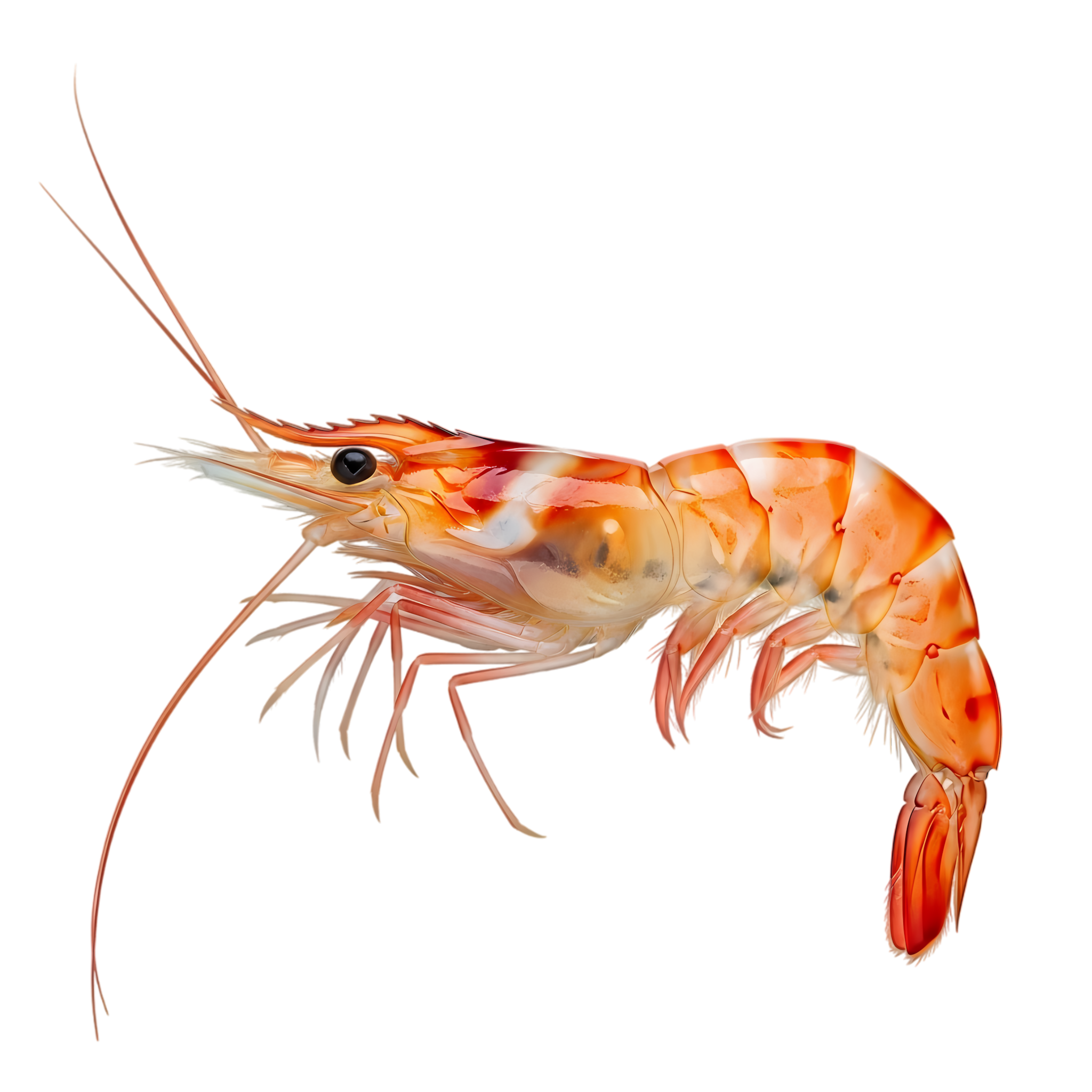 side view of realistic prawn for seafood design