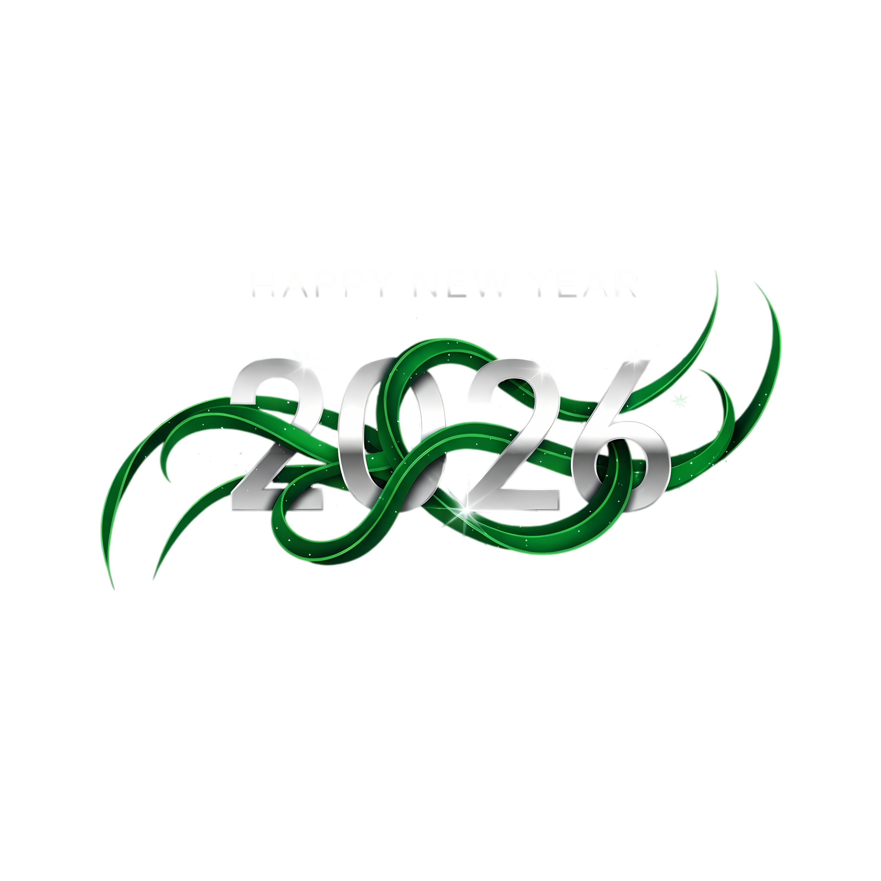 silver and green 2026 happy new year celebration design