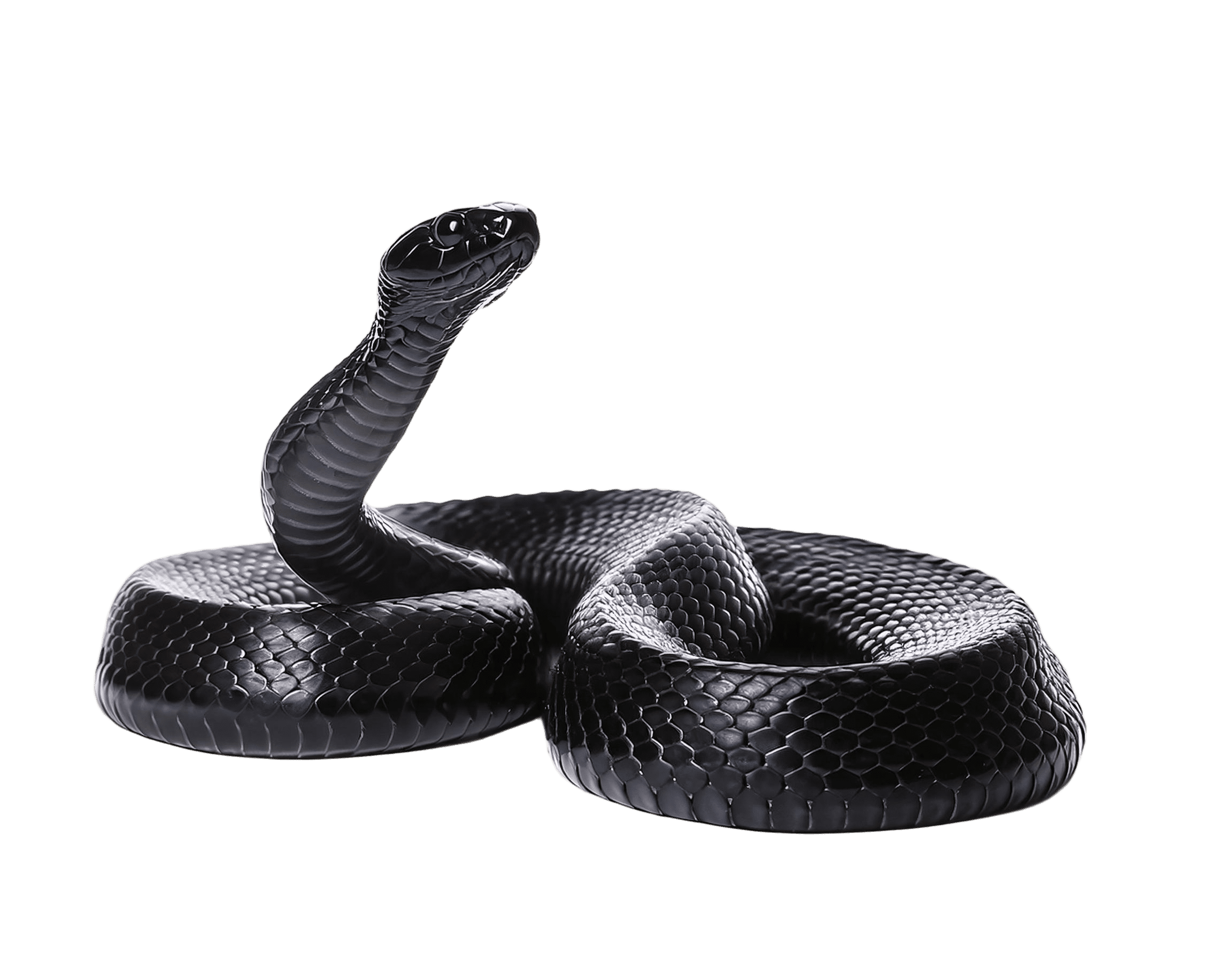 single black snake in a resting coiled pose png
