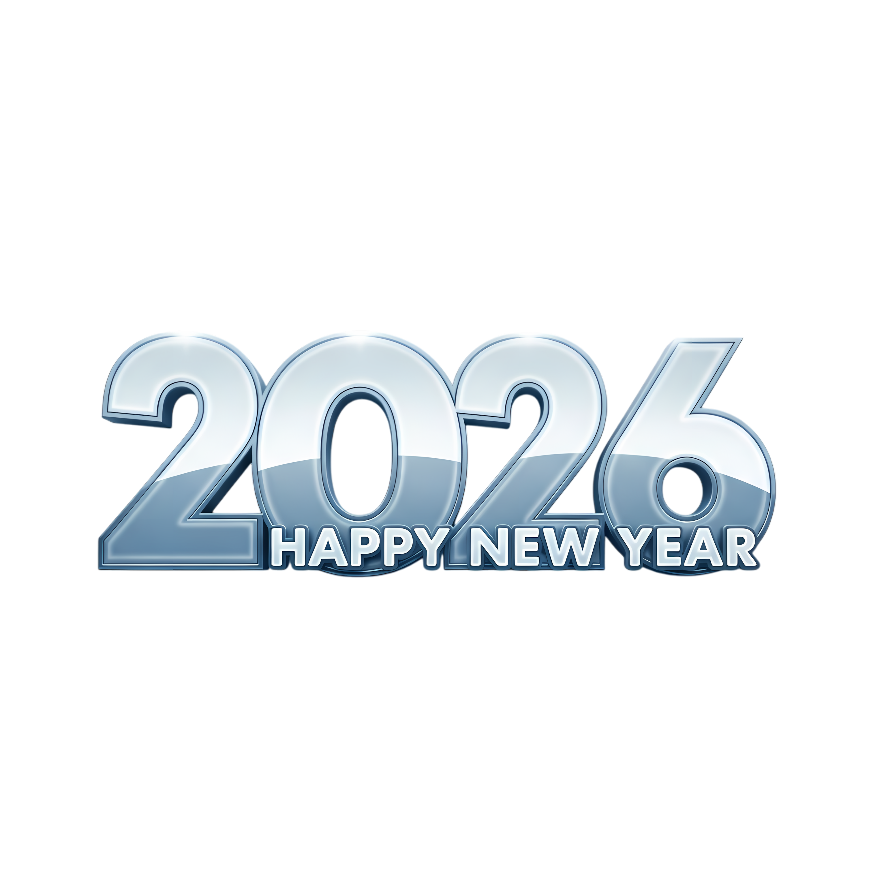 sleek white and blue 2026 festive typography