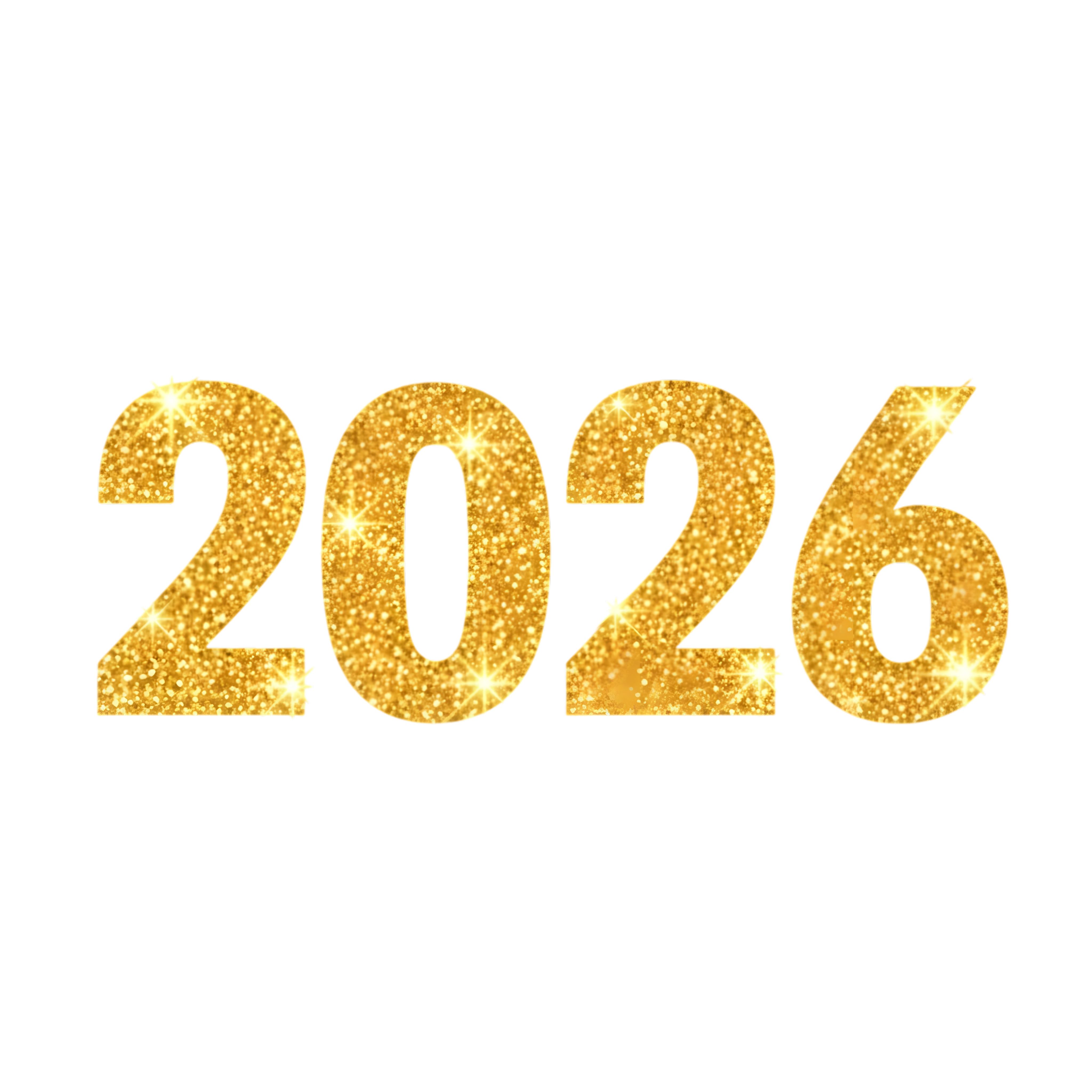 sparkling glitter gold 2026 number style