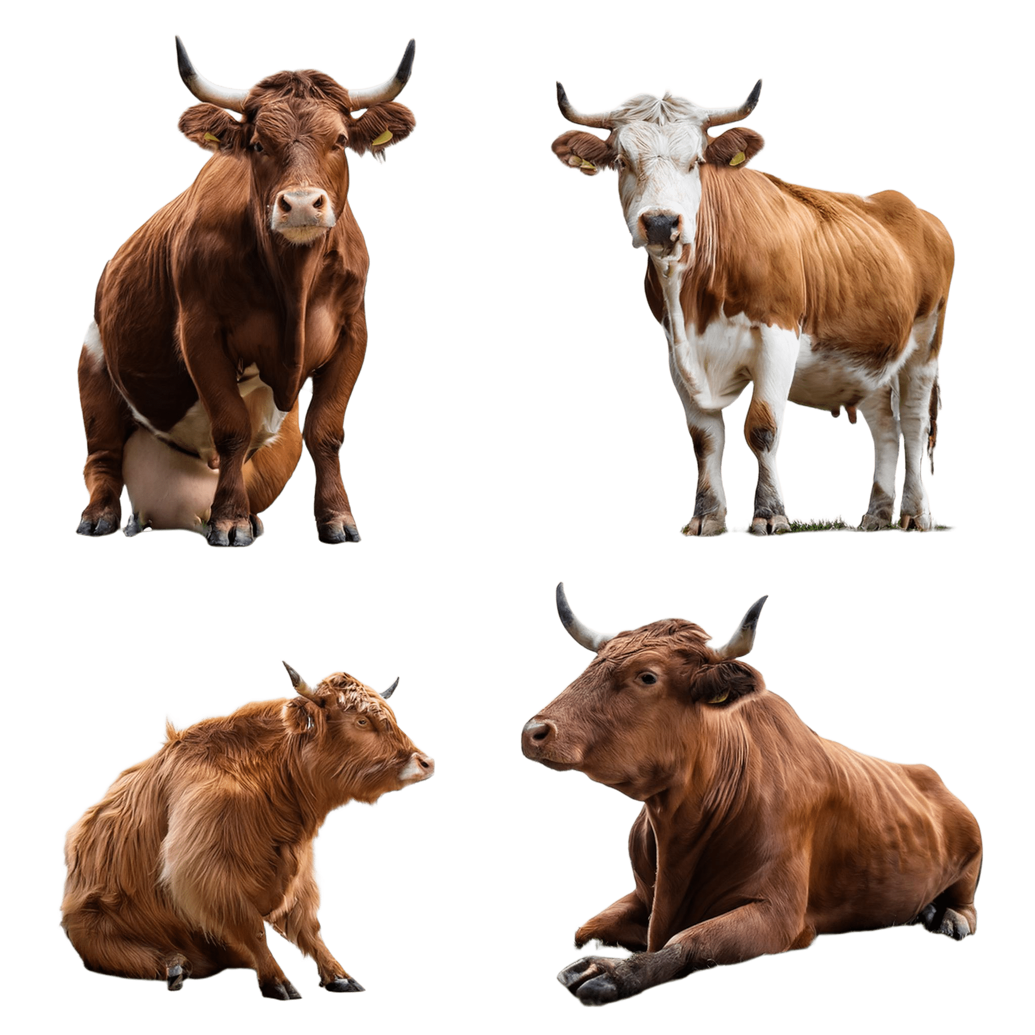 two cows in relaxed and standing positions png