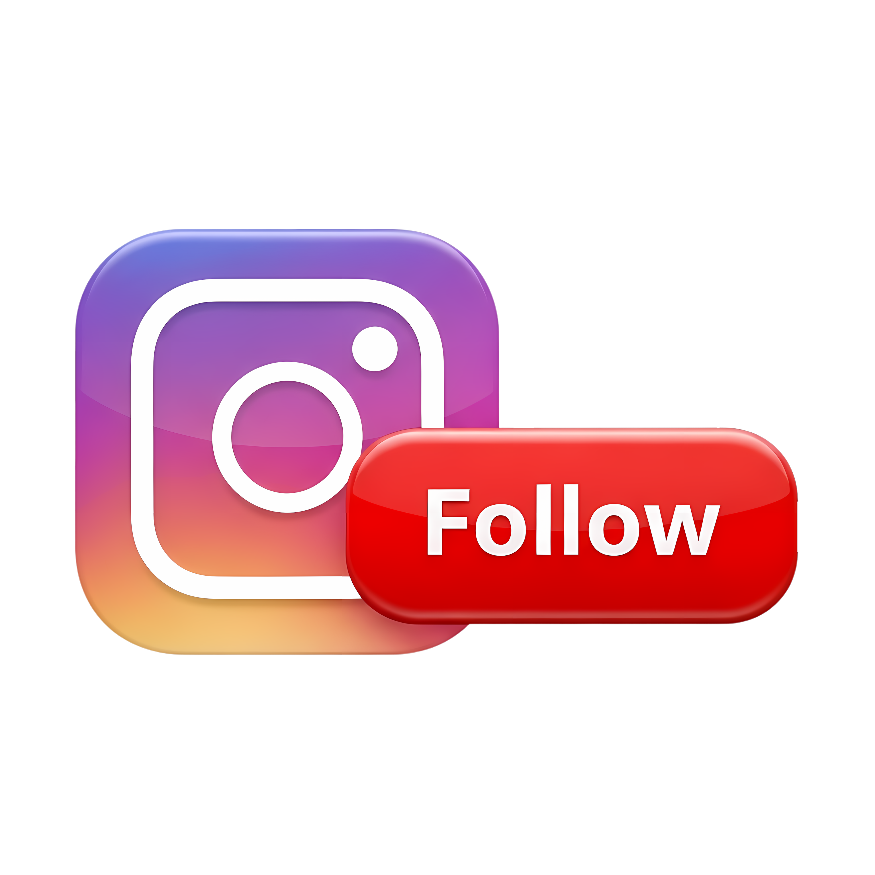 3d instagram icon and follow button