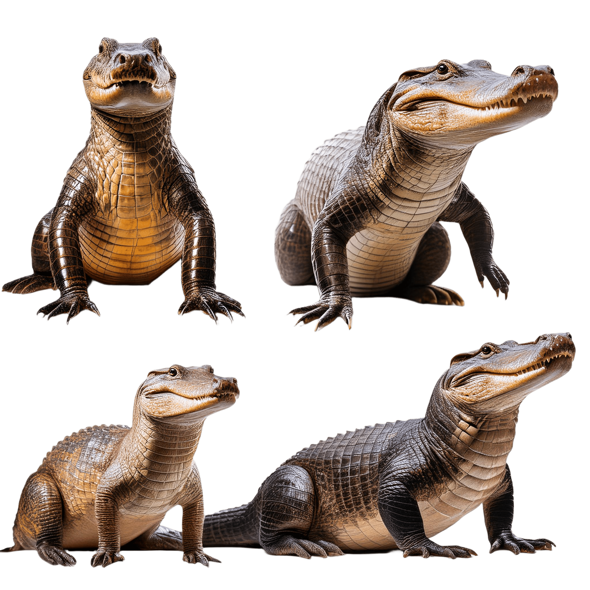 caimans in sitting and resting poses png