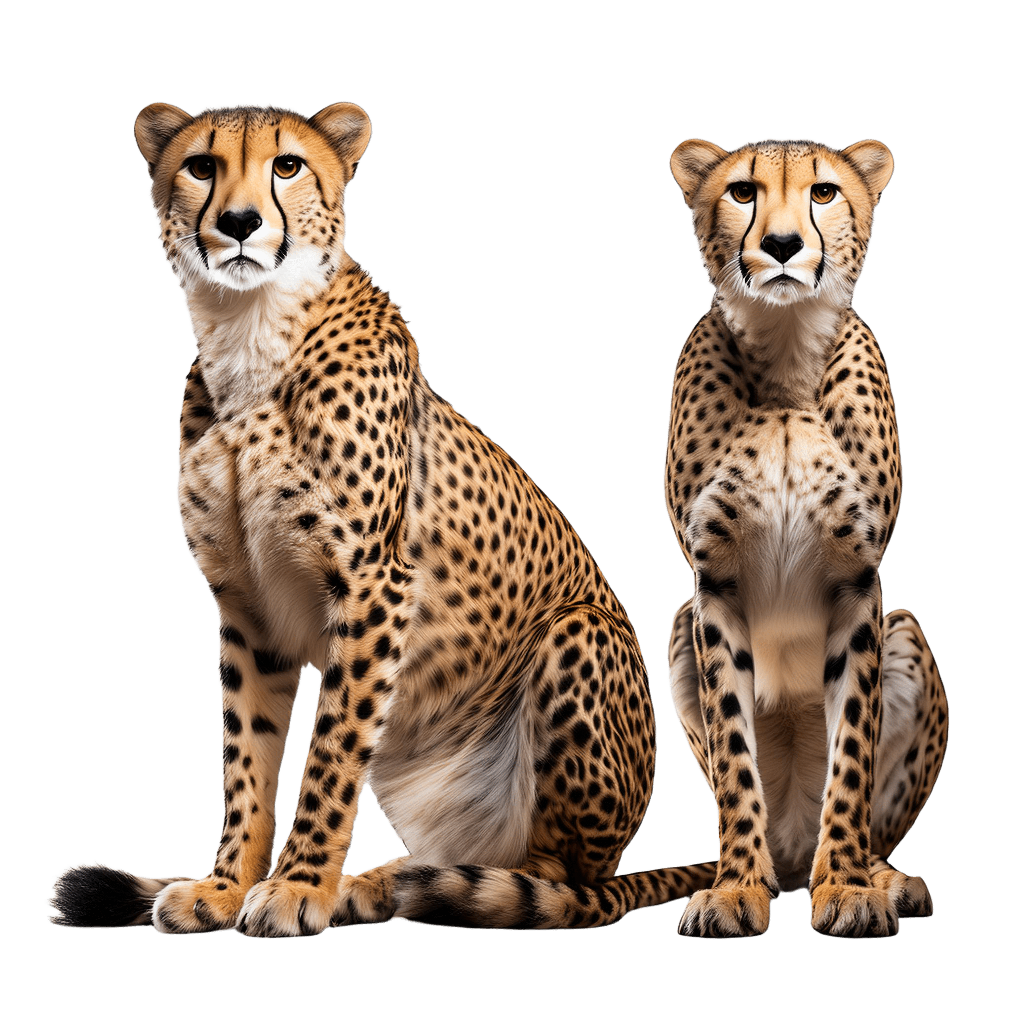 cheetah pair in wildlife sitting pose png