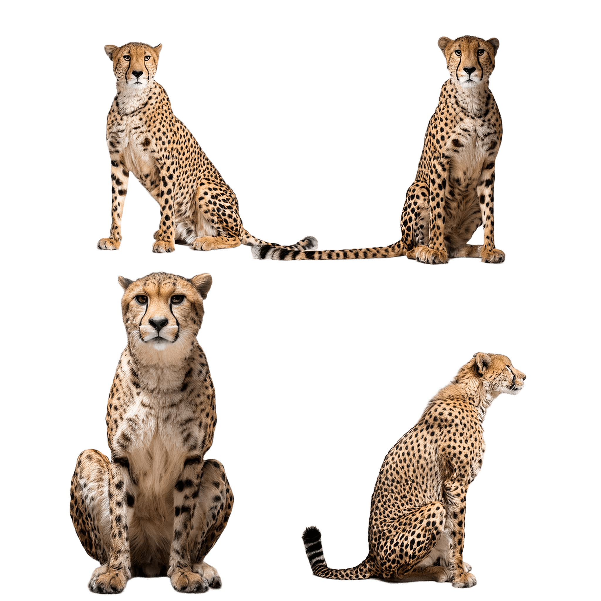 cheetahs in sitting and standing poses png