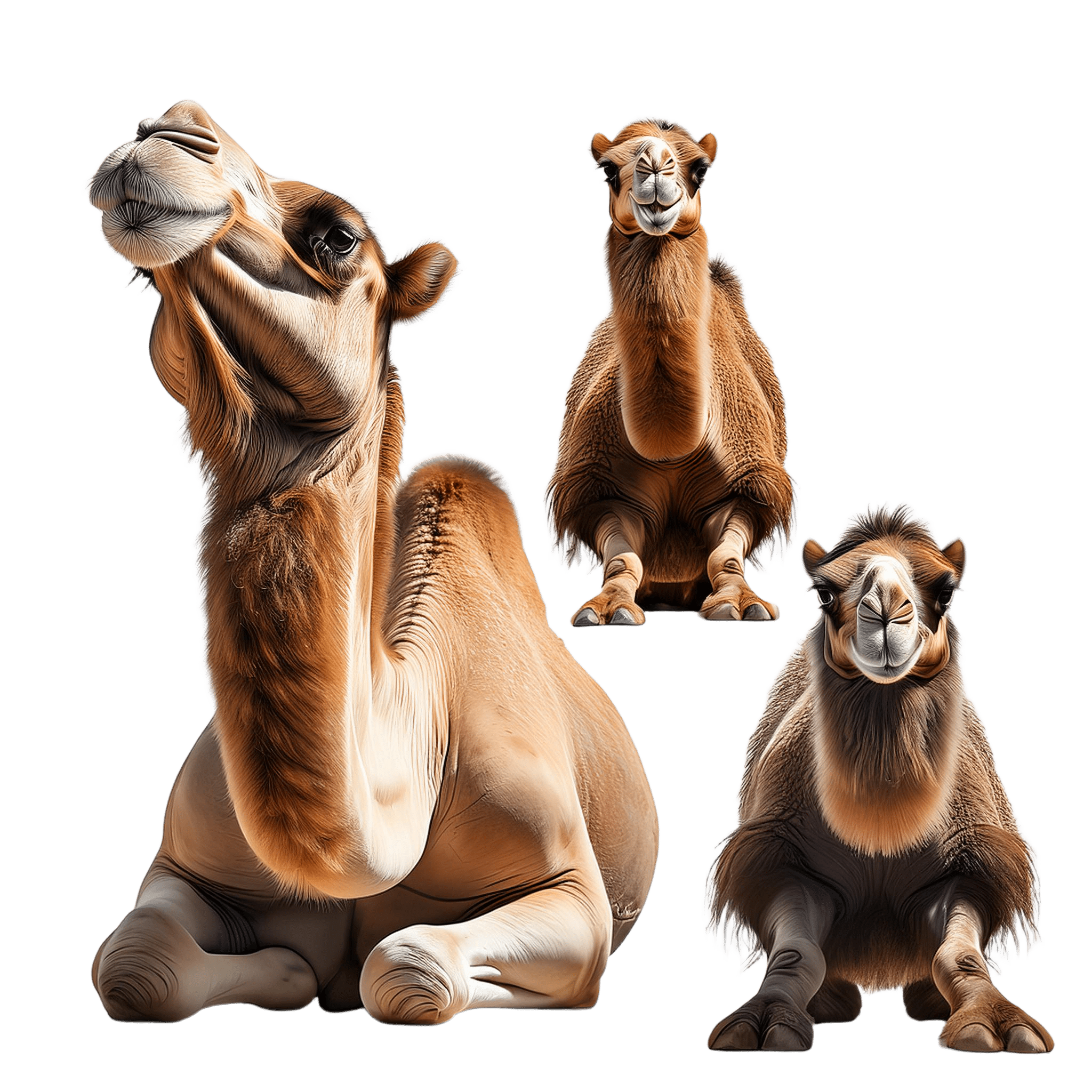 group of camels resting in a relaxed pose png